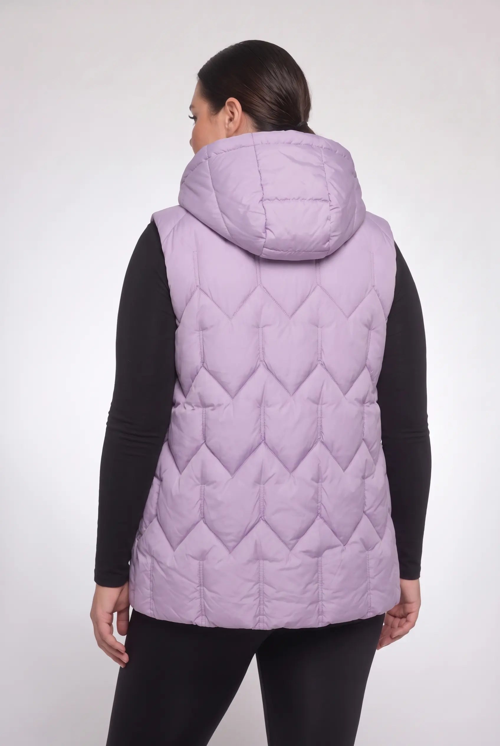 Kamizelka bezrękawnik pikowany z kapturem plus size 3XL-7XL