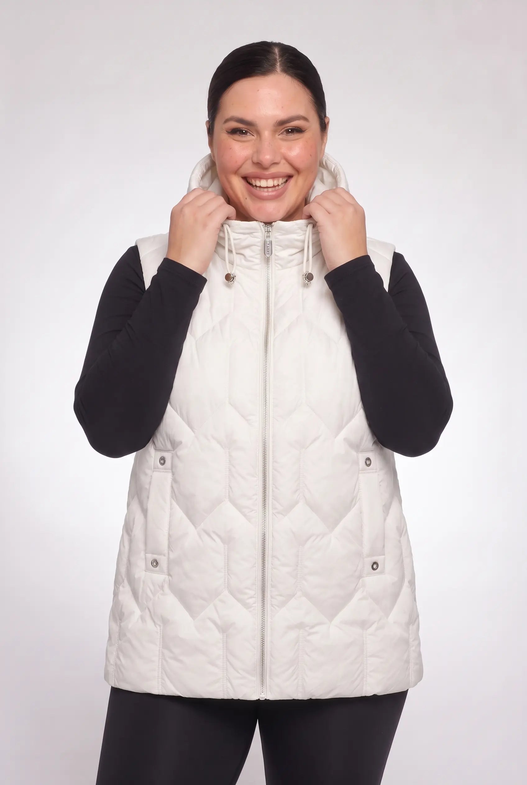 Kamizelka bezrękawnik pikowany z kapturem plus size 3XL-7XL