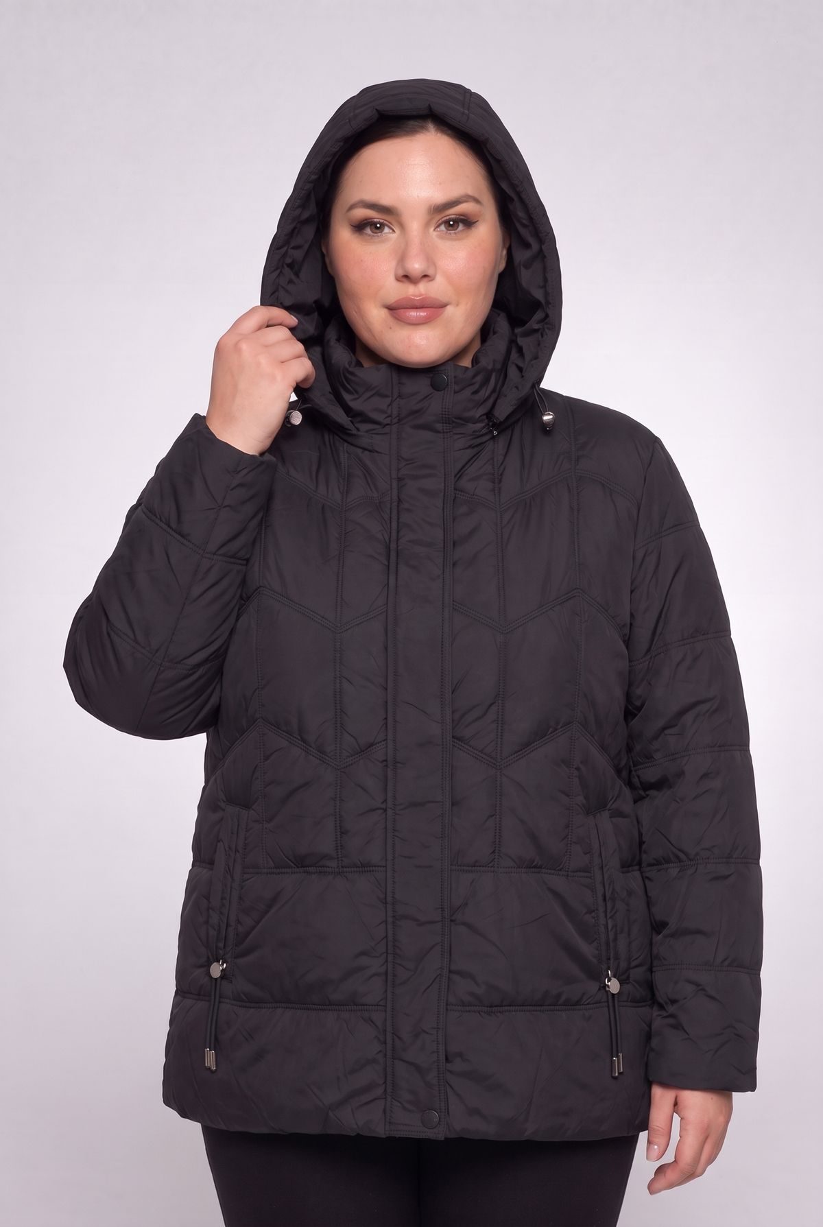 Kurtka damska pikowana odpinany kaptur plus size 3XL-7XL