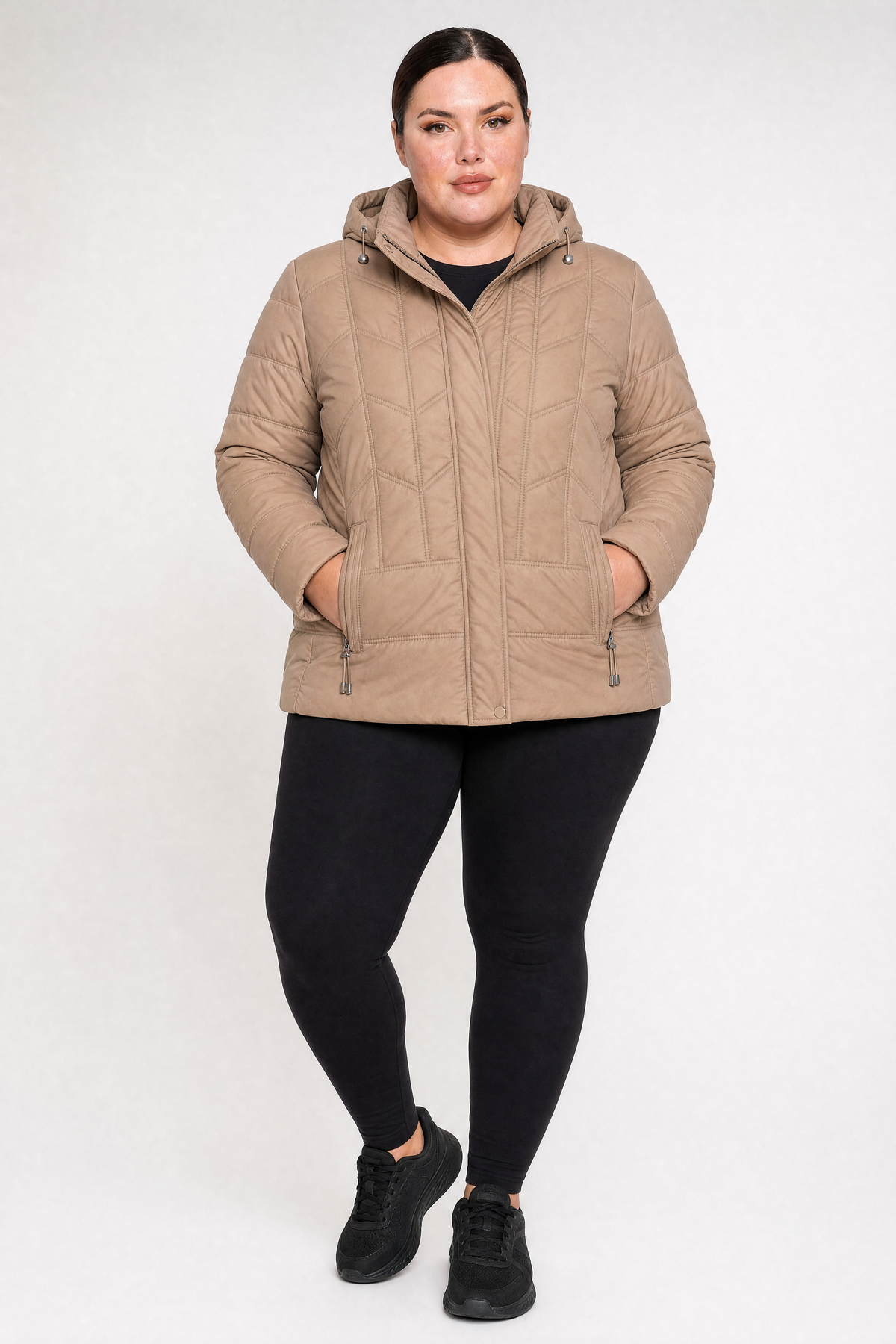 Kurtka damska pikowana odpinany kaptur plus size 3XL-7XL