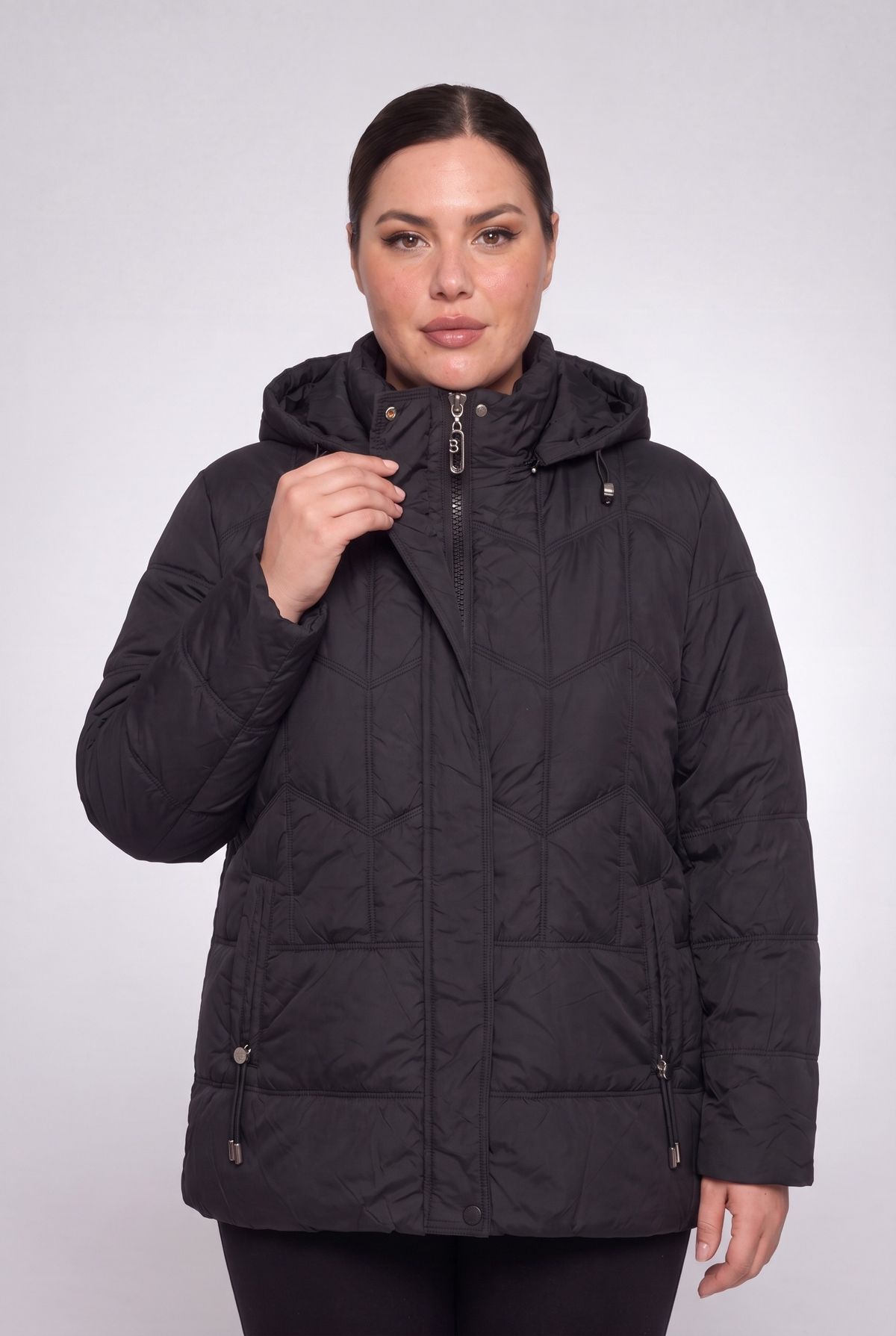 Kurtka damska pikowana odpinany kaptur plus size 3XL-7XL