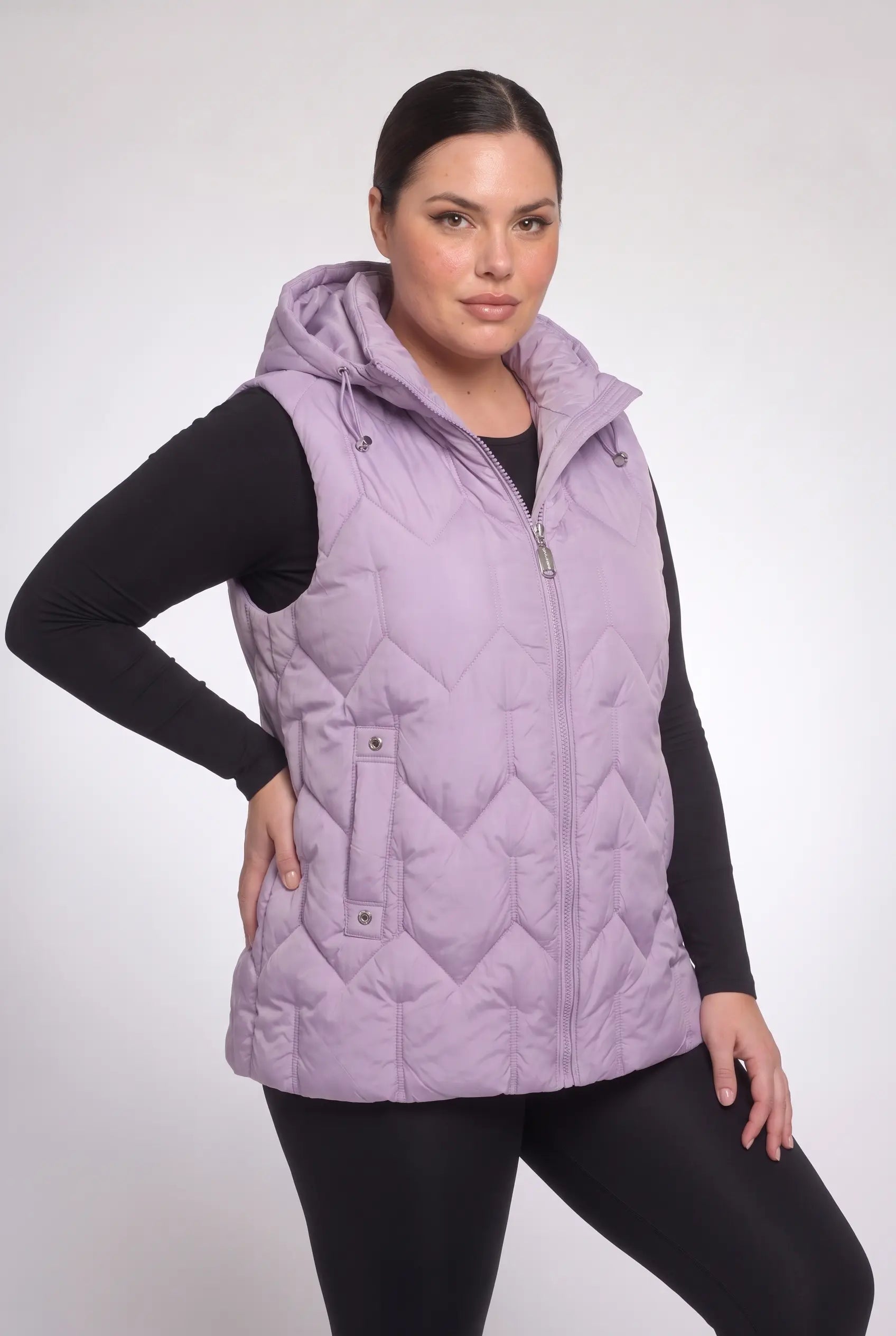 Kamizelka bezrękawnik pikowany z kapturem plus size 3XL-7XL