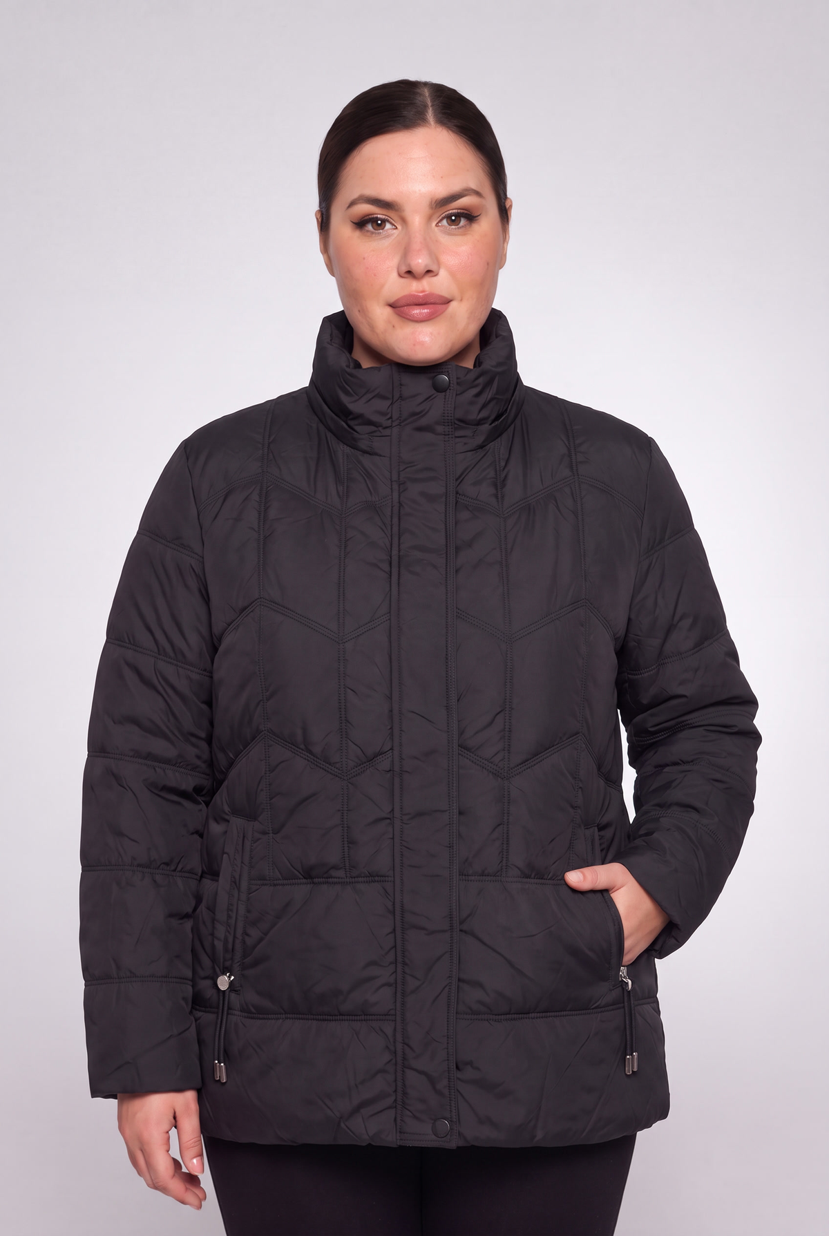 Kurtka damska pikowana odpinany kaptur plus size 3XL-7XL