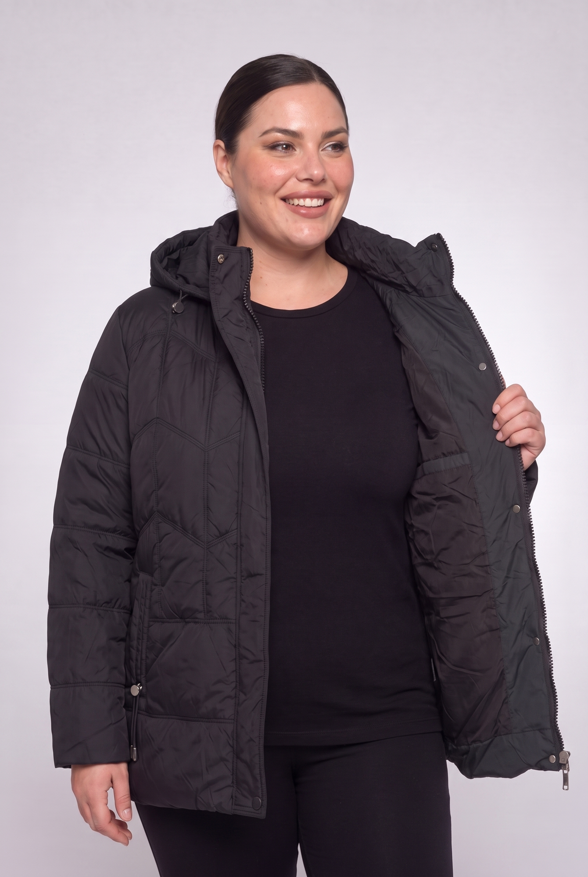 Kurtka damska pikowana odpinany kaptur plus size 3XL-7XL