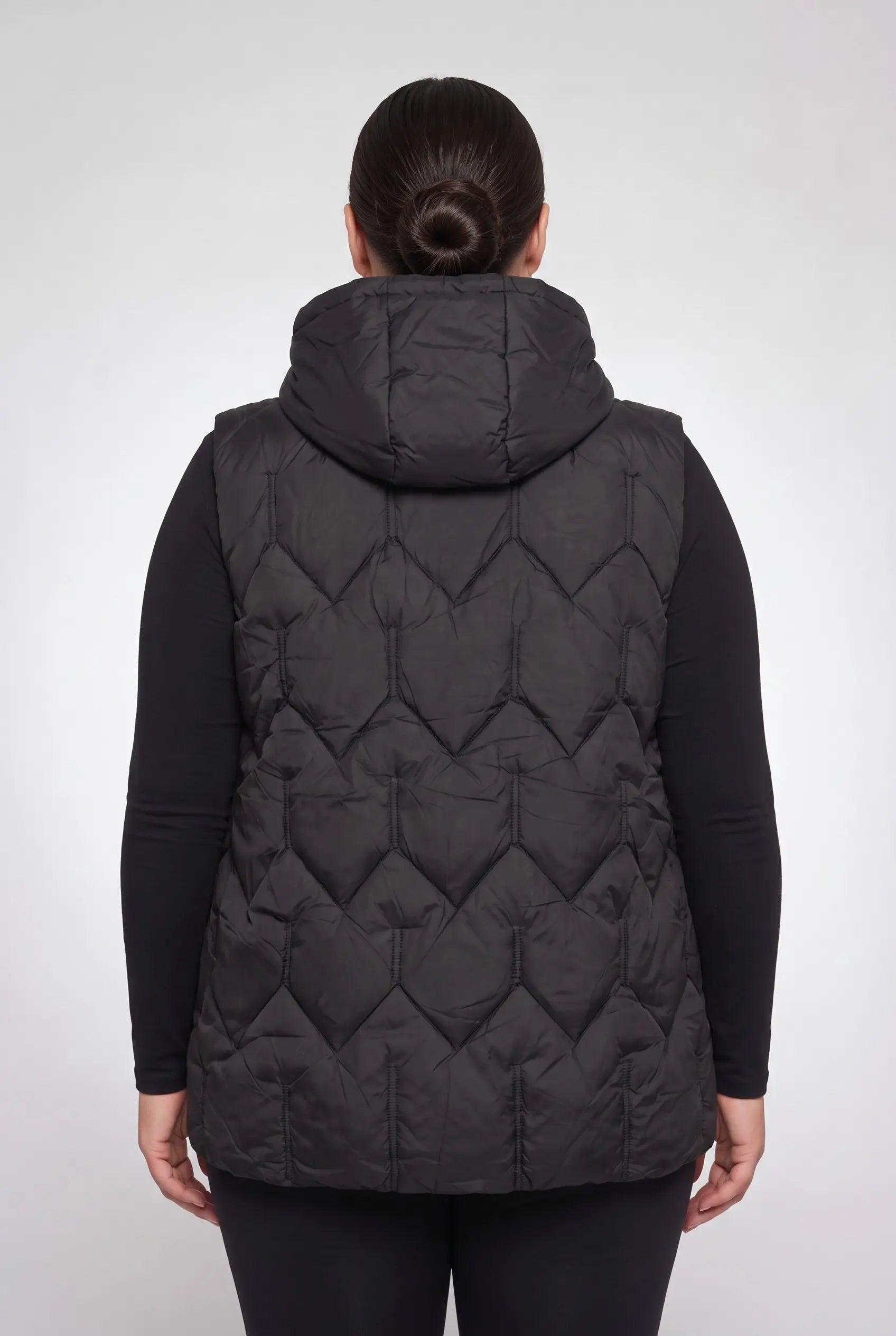 Kamizelka bezrękawnik pikowany z kapturem plus size 3XL-7XL