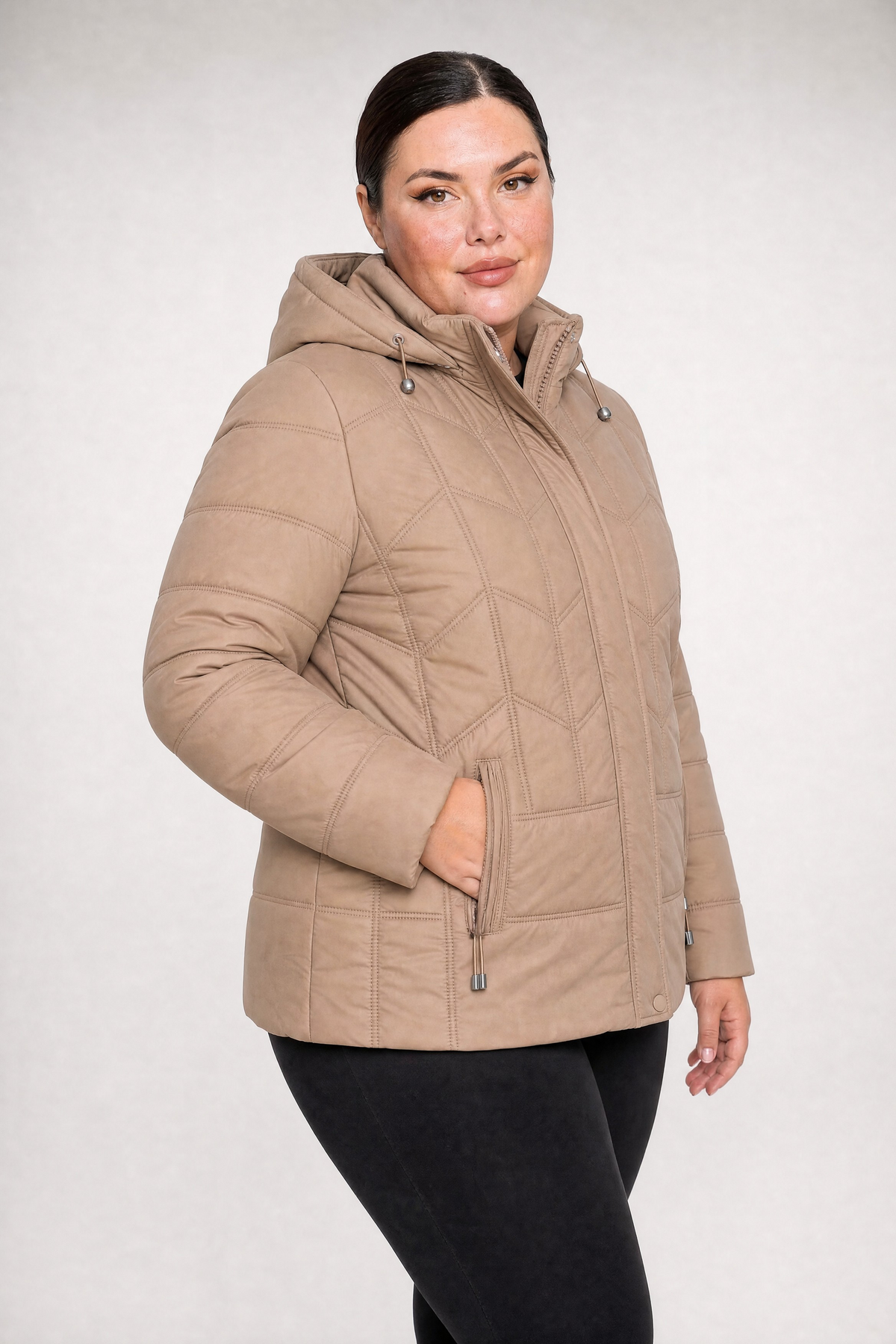 Kurtka damska pikowana odpinany kaptur plus size 3XL-7XL
