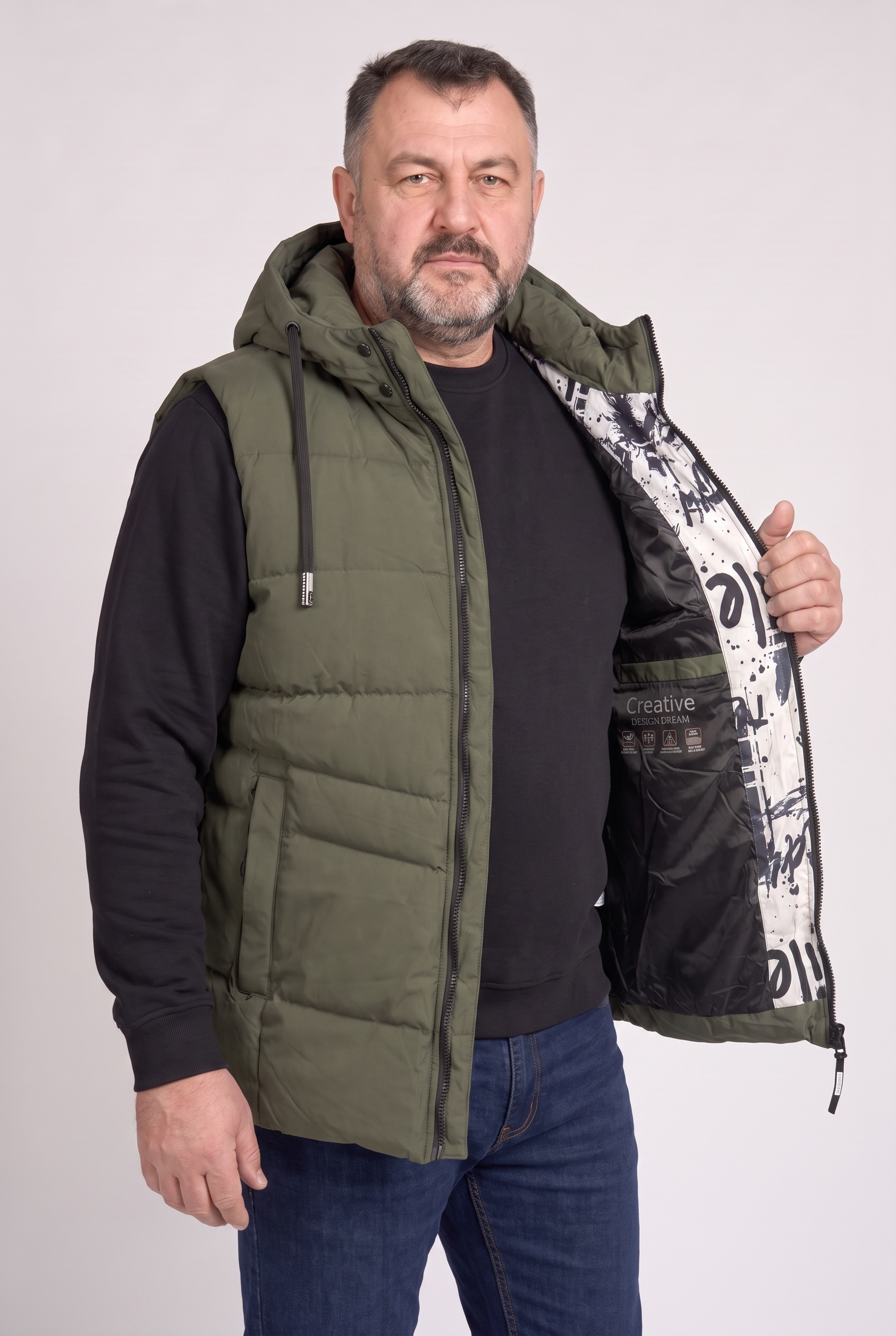 Kamizelka męska bezrękawnik pikowana z kapturem 2XL 3XL 4XL 5XL 6XL zimowa (Kopia) (Kopia)