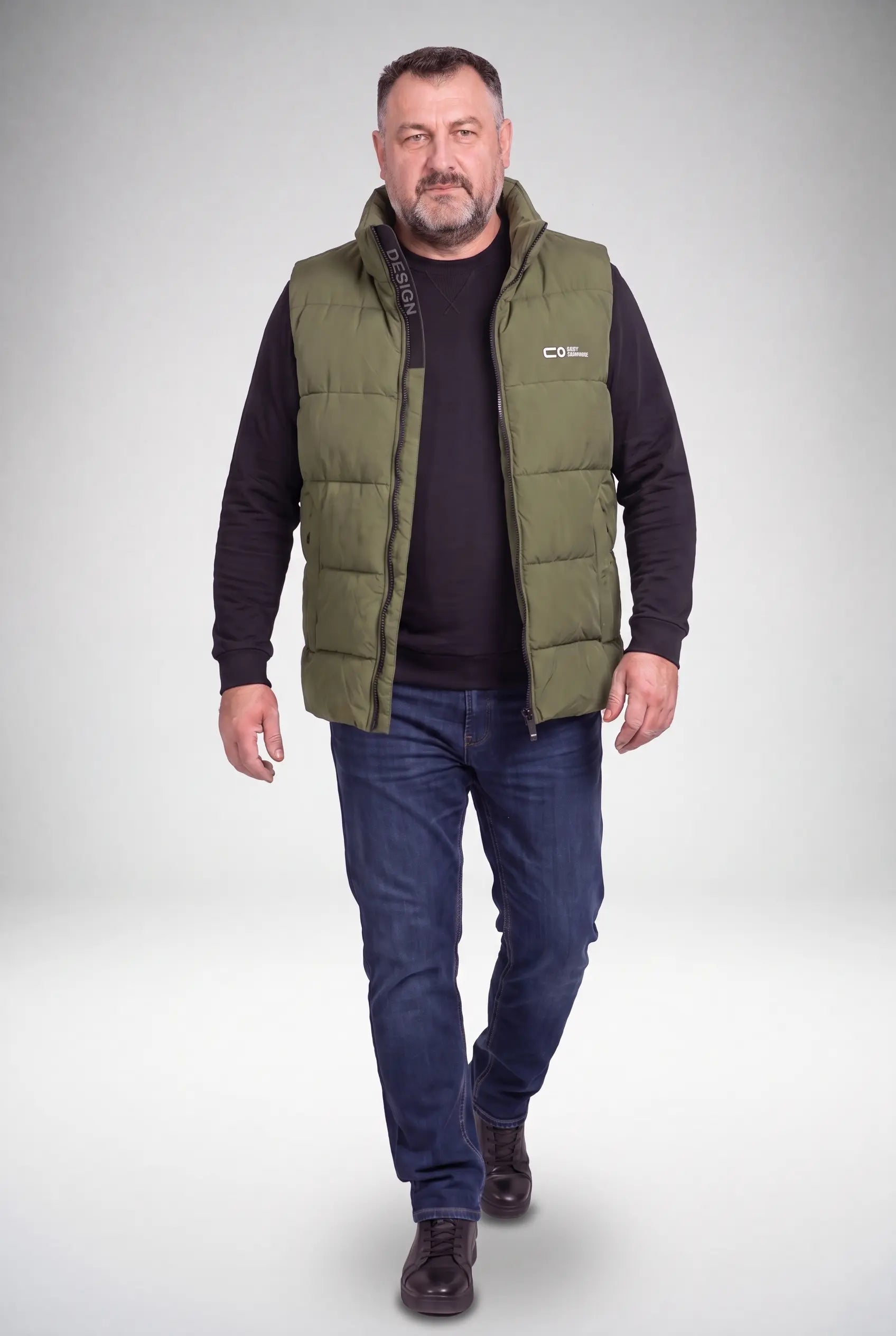 Kamizelka Męska Zimowa Pikowana Bezrękawnik Odpinany Kaptur 2XL-6XL