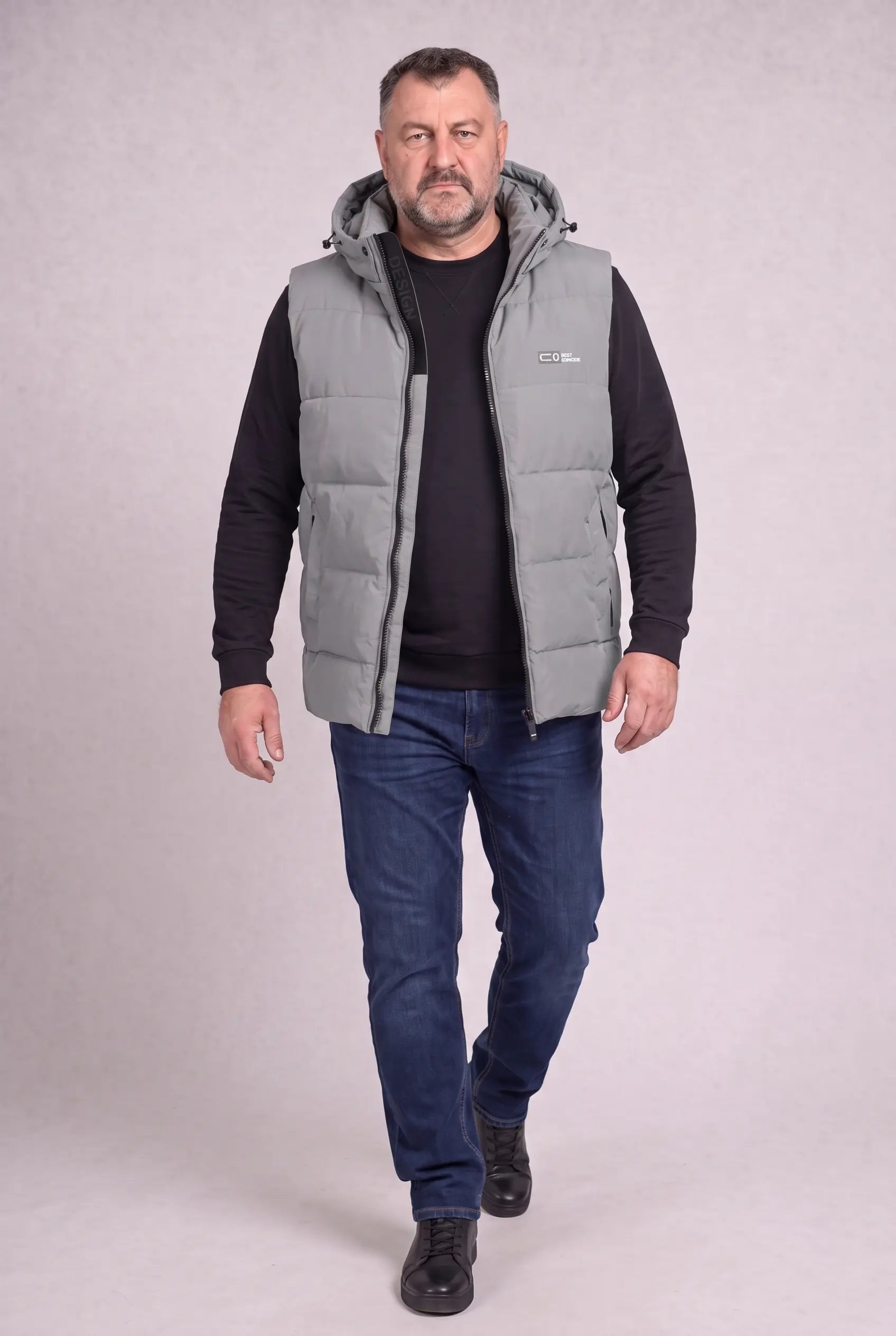 Kamizelka Męska Zimowa Pikowana Bezrękawnik Odpinany Kaptur 2XL-6XL