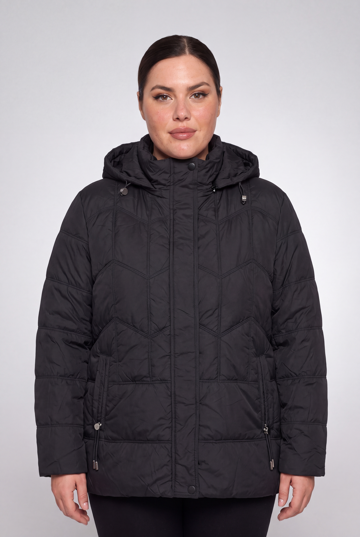 Kurtka damska pikowana odpinany kaptur plus size 3XL-7XL