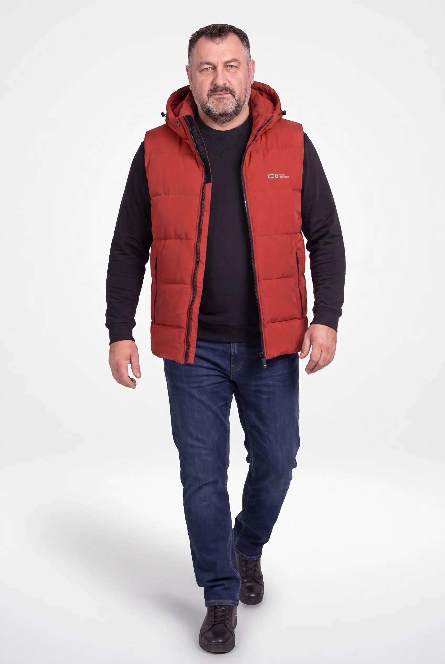 Kamizelka Męska Zimowa Pikowana Bezrękawnik Odpinany Kaptur 2XL-6XL