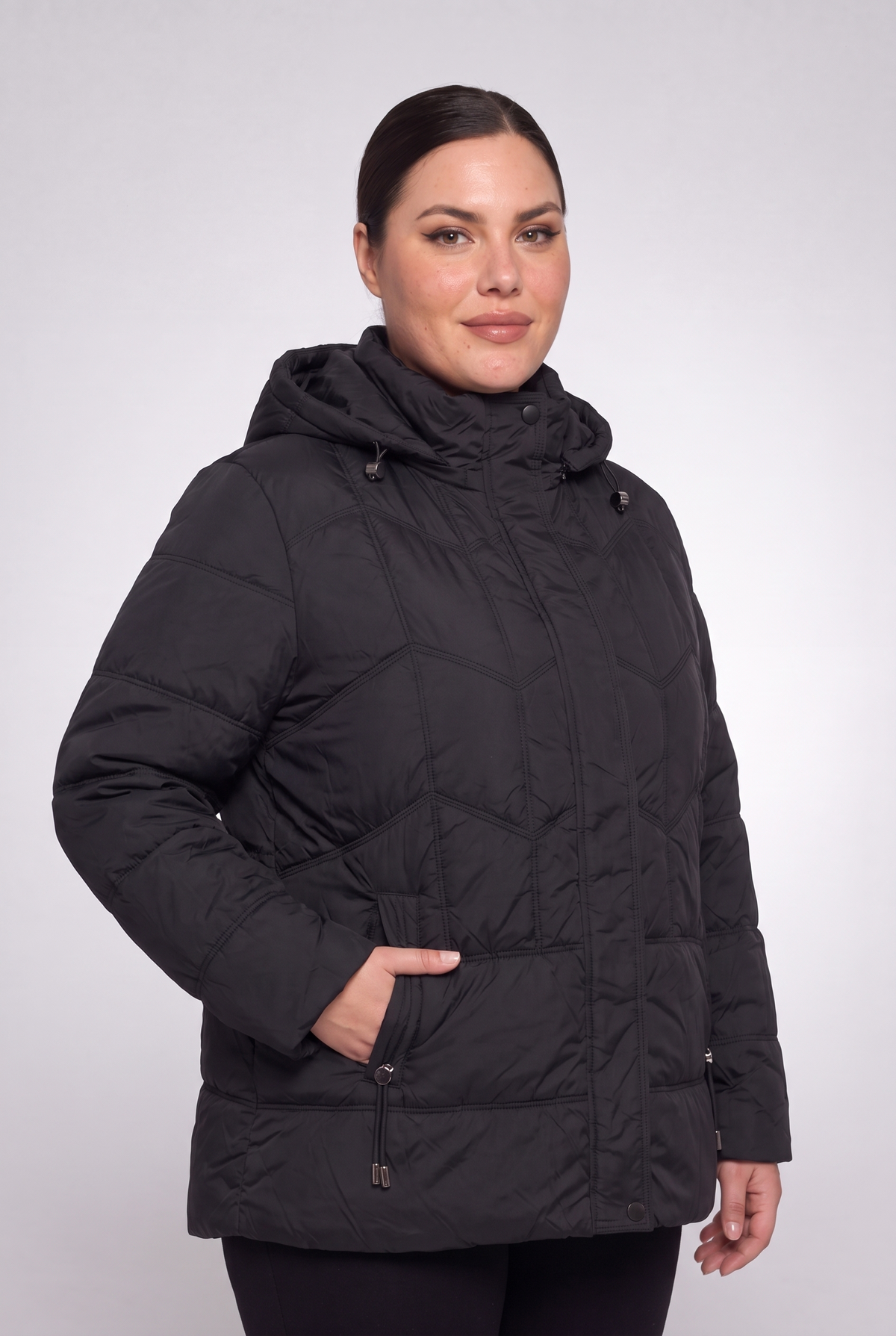 Kurtka damska pikowana odpinany kaptur plus size 3XL-7XL