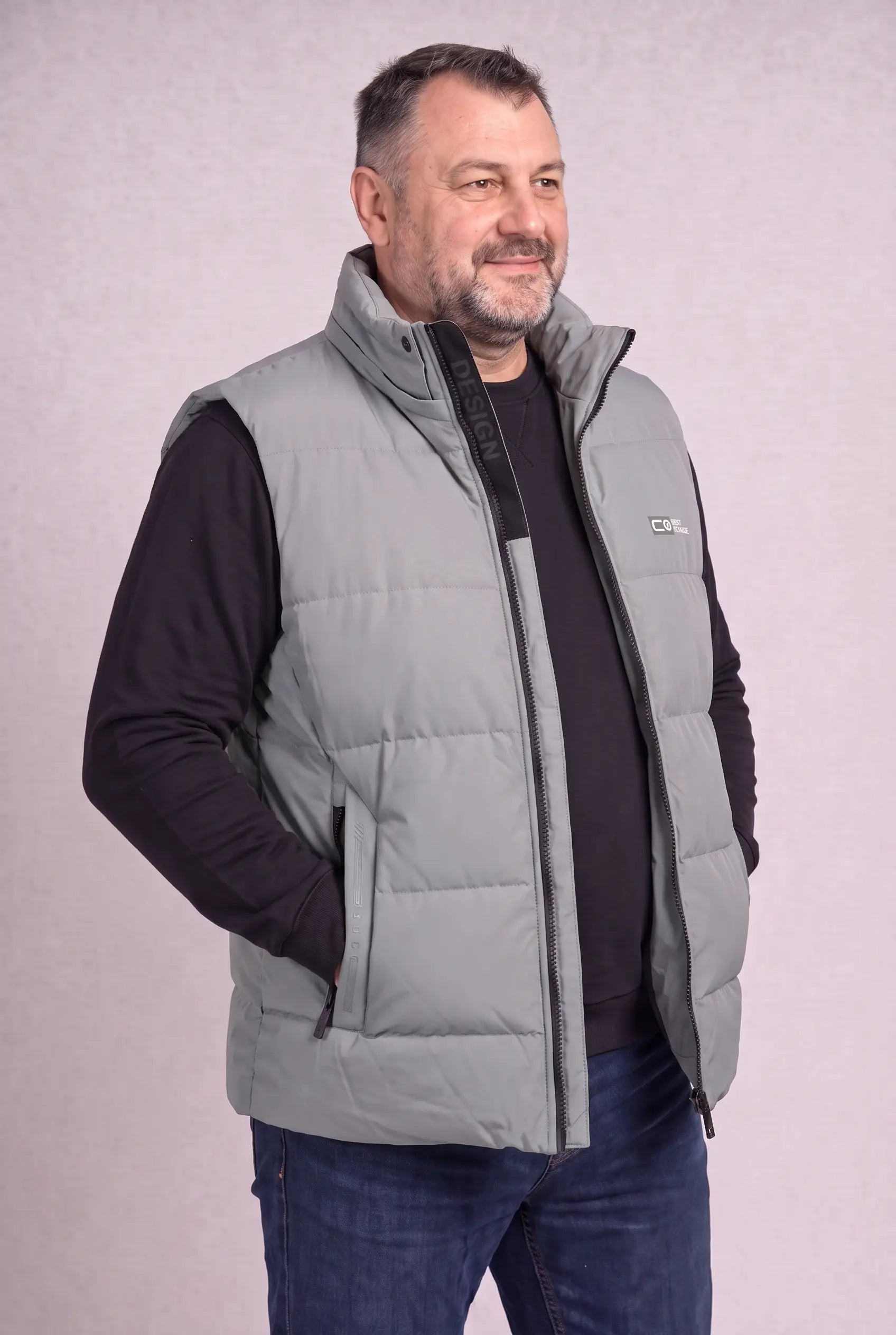 Kamizelka Męska Zimowa Pikowana Bezrękawnik Odpinany Kaptur 2XL-6XL