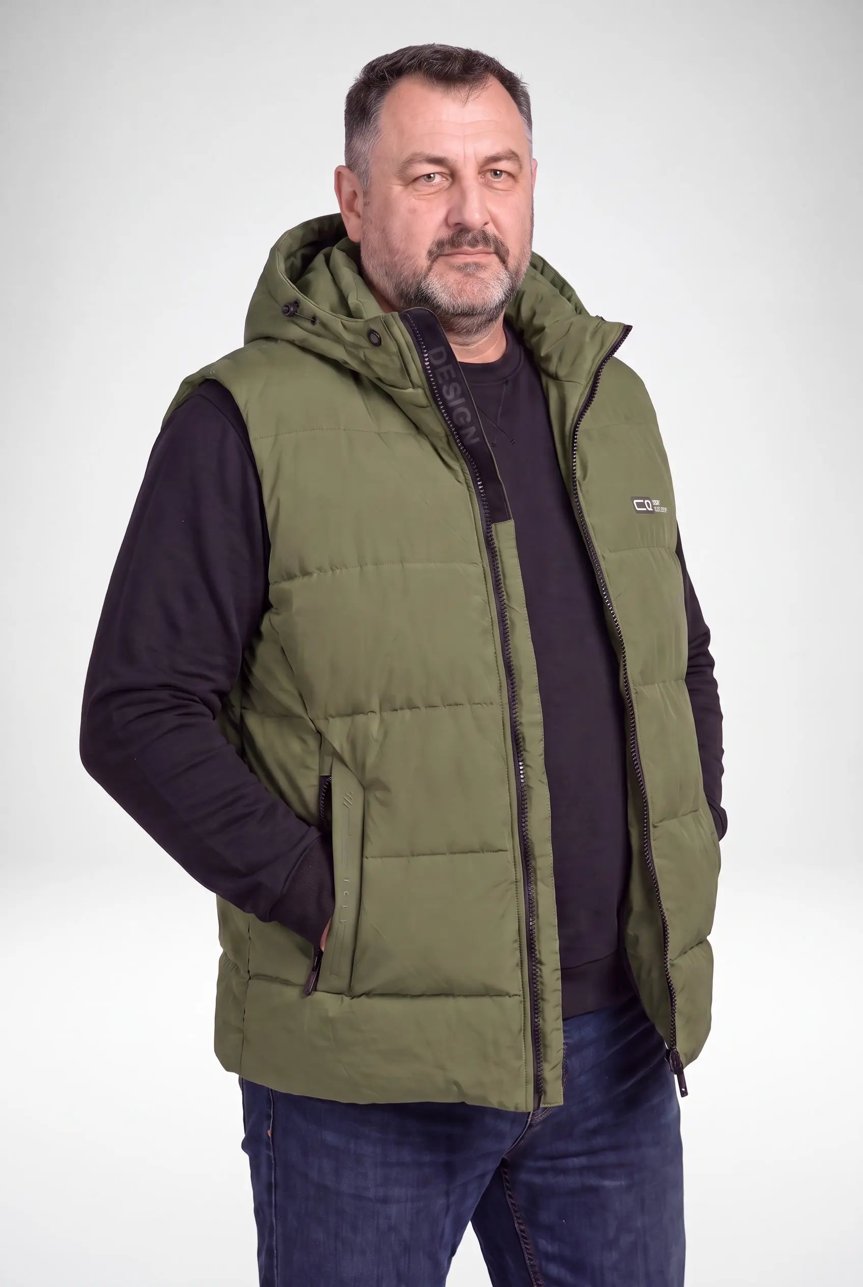 Kamizelka Męska Zimowa Pikowana Bezrękawnik Odpinany Kaptur 2XL-6XL