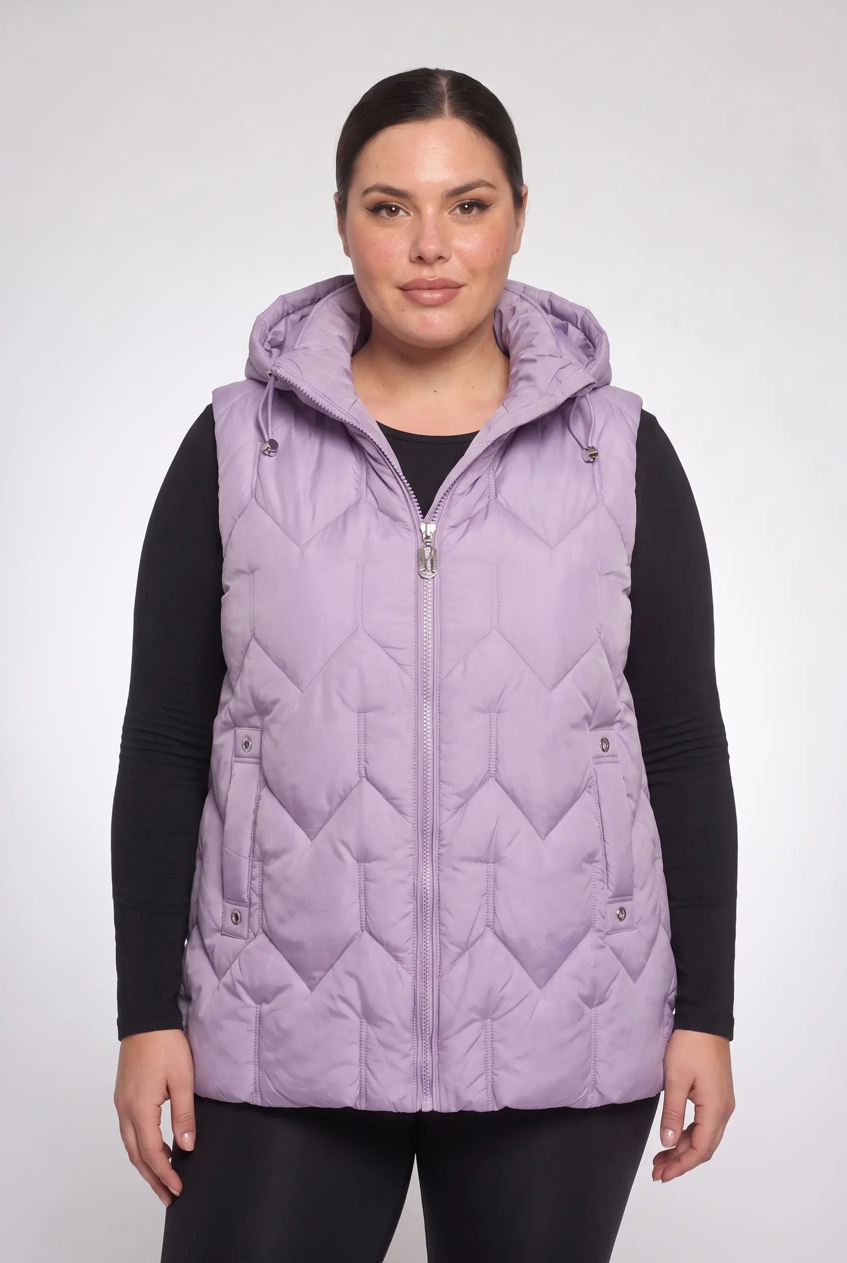 Kamizelka bezrękawnik pikowany z kapturem plus size 3XL-7XL