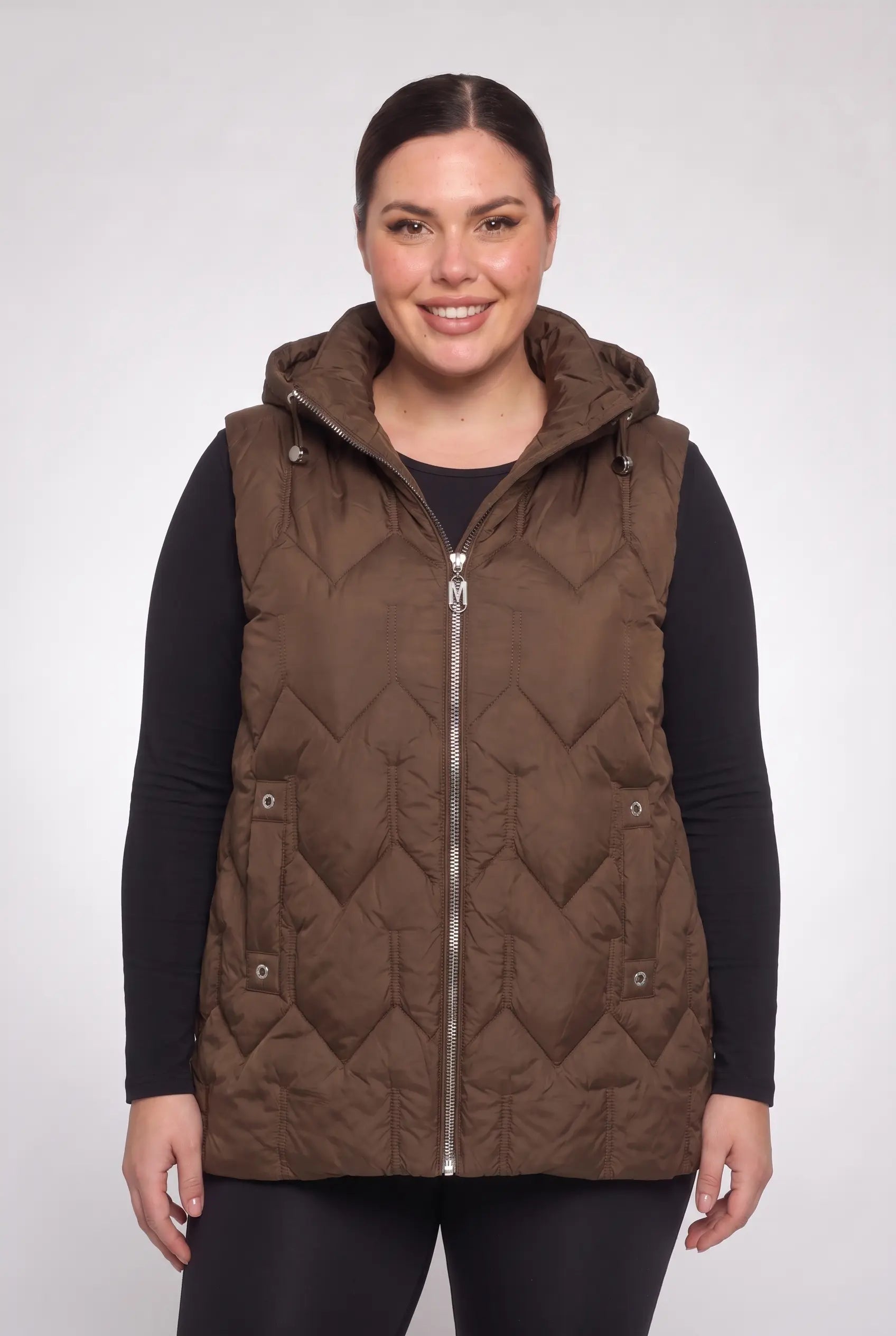 Kamizelka bezrękawnik pikowany z kapturem plus size 3XL-7XL