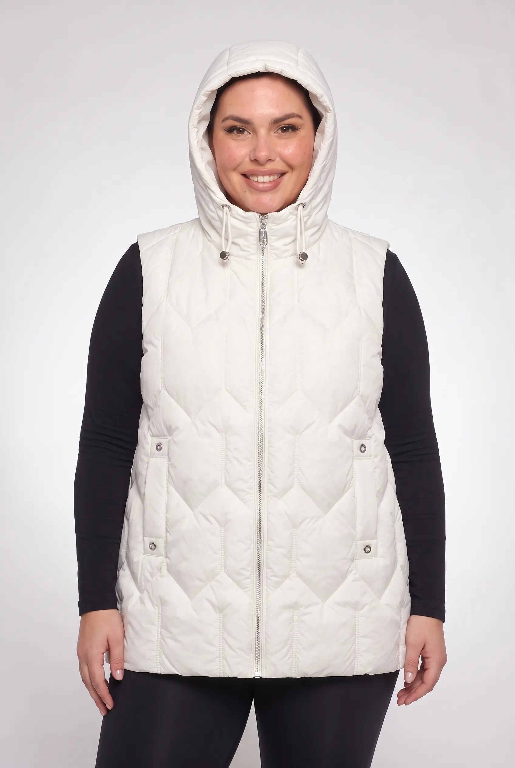 Kamizelka bezrękawnik pikowany z kapturem plus size 3XL-7XL