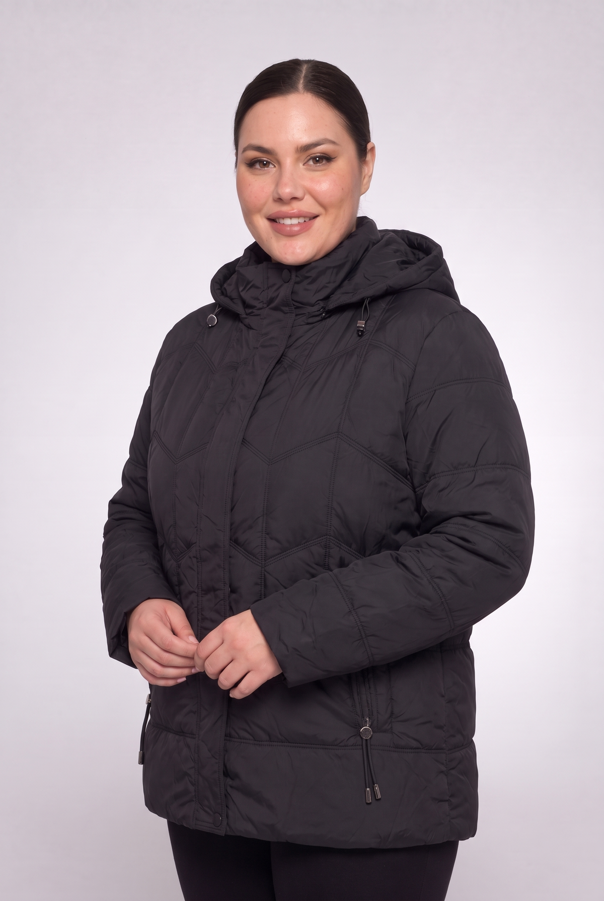 Kurtka damska pikowana odpinany kaptur plus size 3XL-7XL