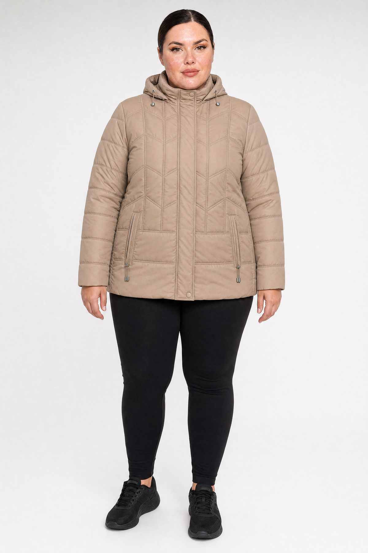 Kurtka damska pikowana odpinany kaptur plus size 3XL-7XL