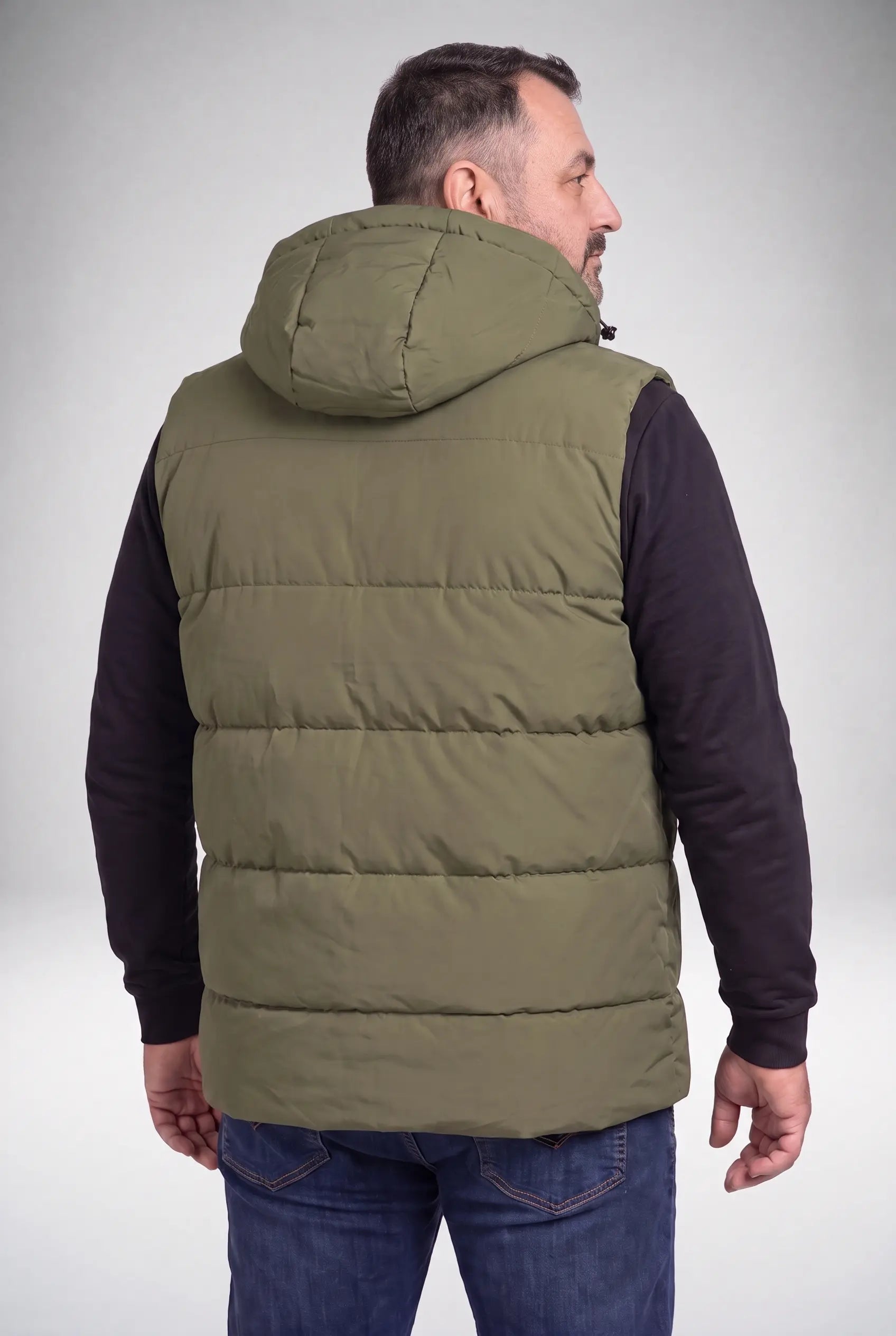 Kamizelka Męska Zimowa Pikowana Bezrękawnik Odpinany Kaptur 2XL-6XL