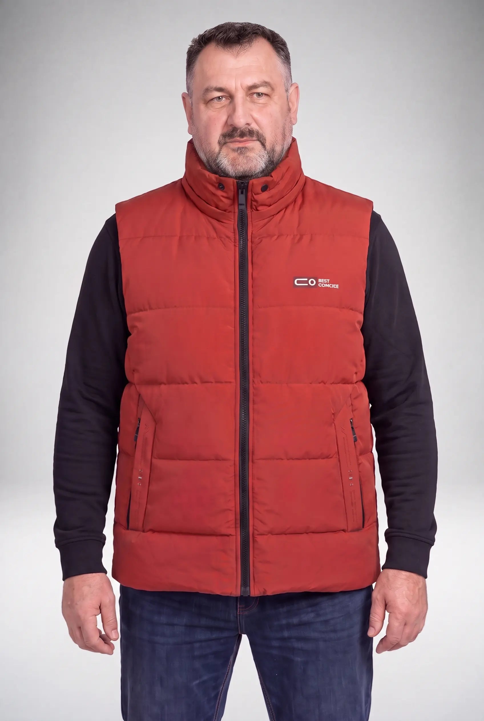 Kamizelka Męska Zimowa Pikowana Bezrękawnik Odpinany Kaptur 2XL-6XL
