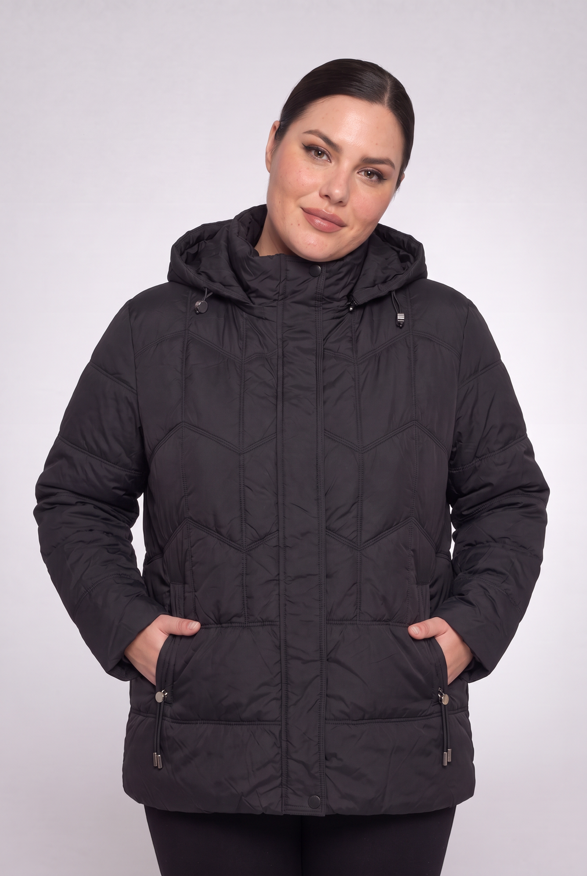 Kurtka damska pikowana odpinany kaptur plus size 3XL-7XL