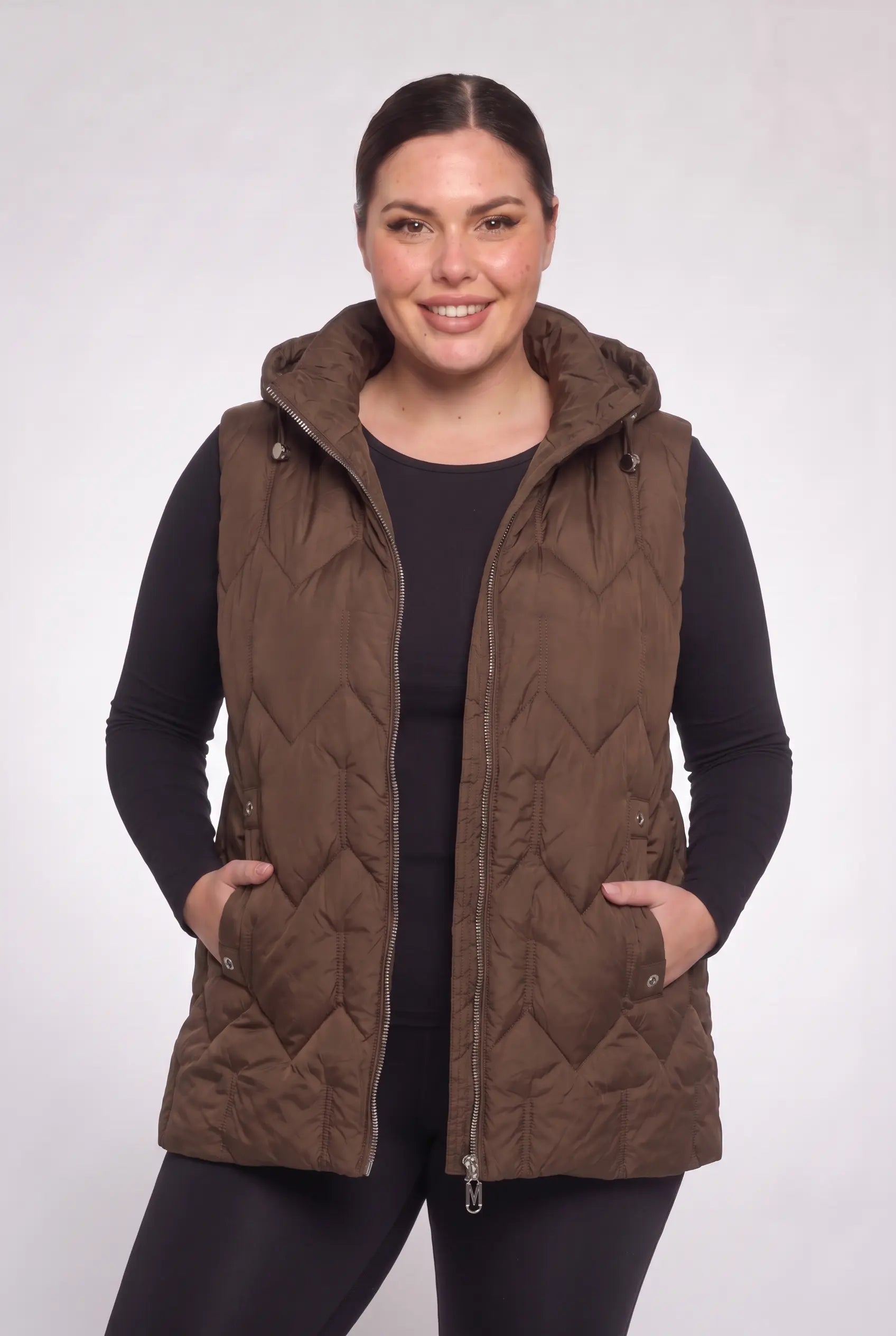 Kamizelka bezrękawnik pikowany z kapturem plus size 3XL-7XL