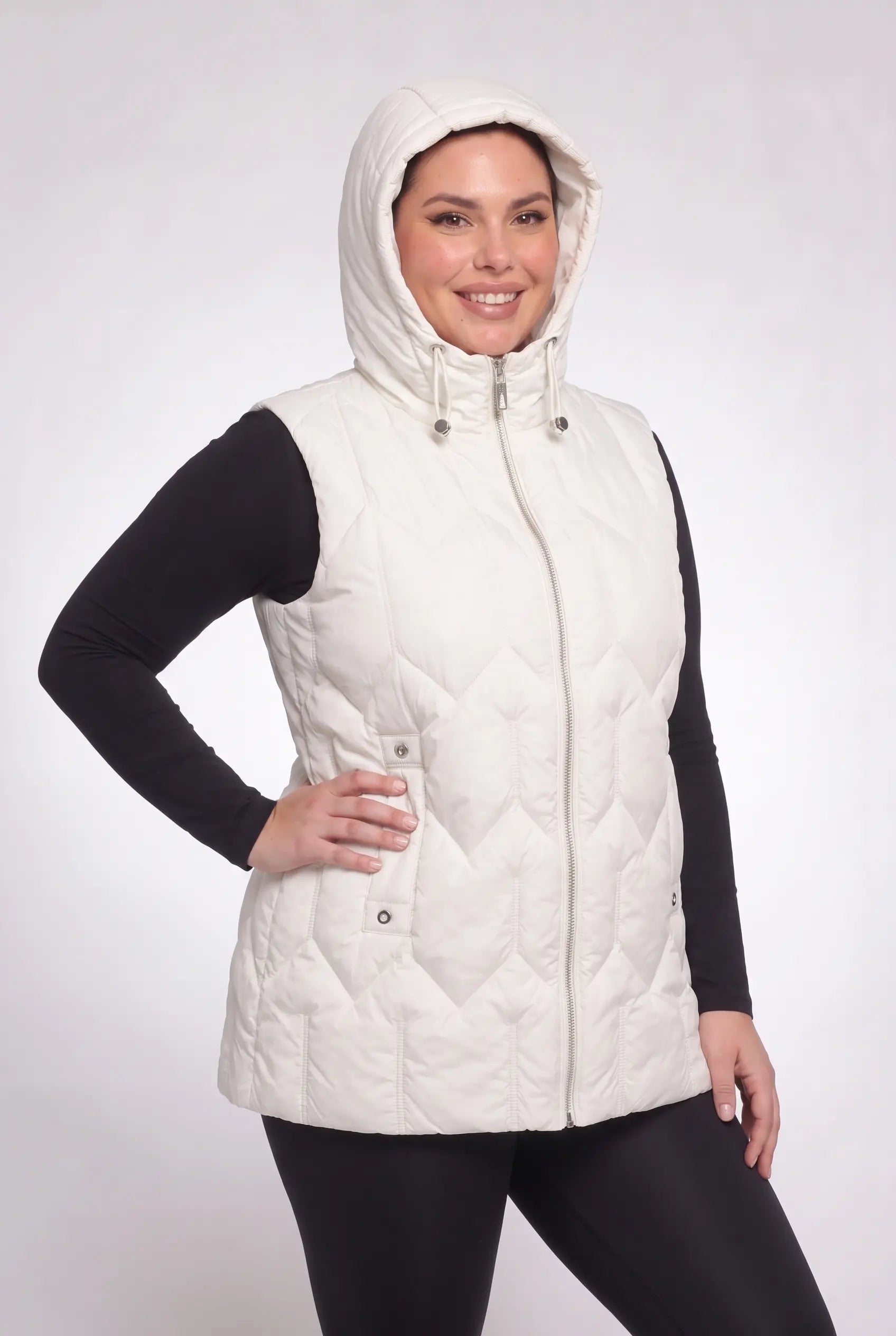 Kamizelka bezrękawnik pikowany z kapturem plus size 3XL-7XL