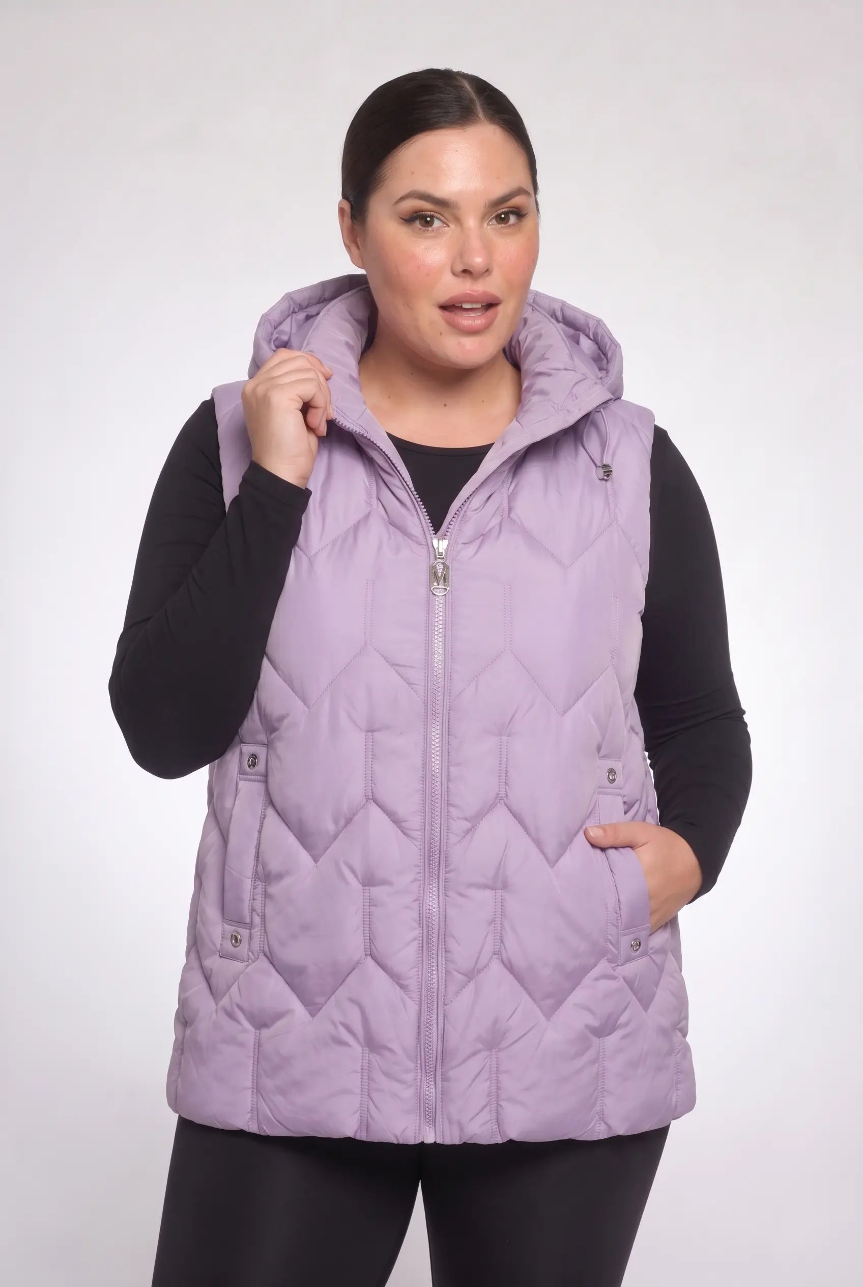 Kamizelka bezrękawnik pikowany z kapturem plus size 3XL-7XL