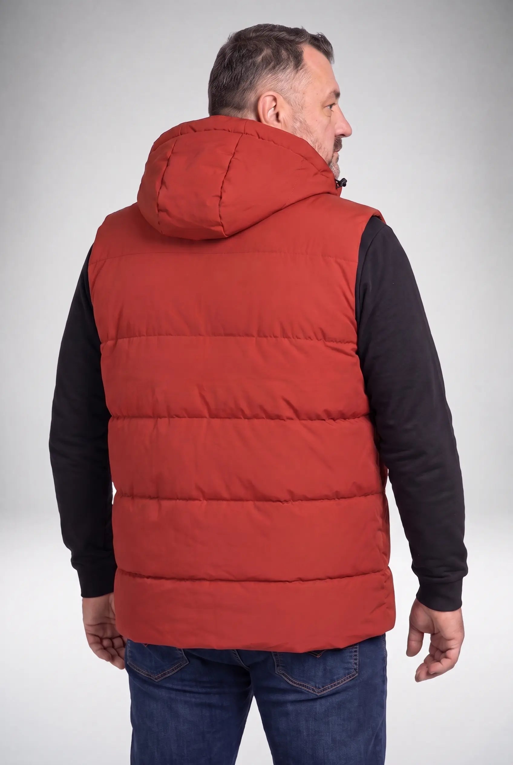 Kamizelka Męska Zimowa Pikowana Bezrękawnik Odpinany Kaptur 2XL-6XL