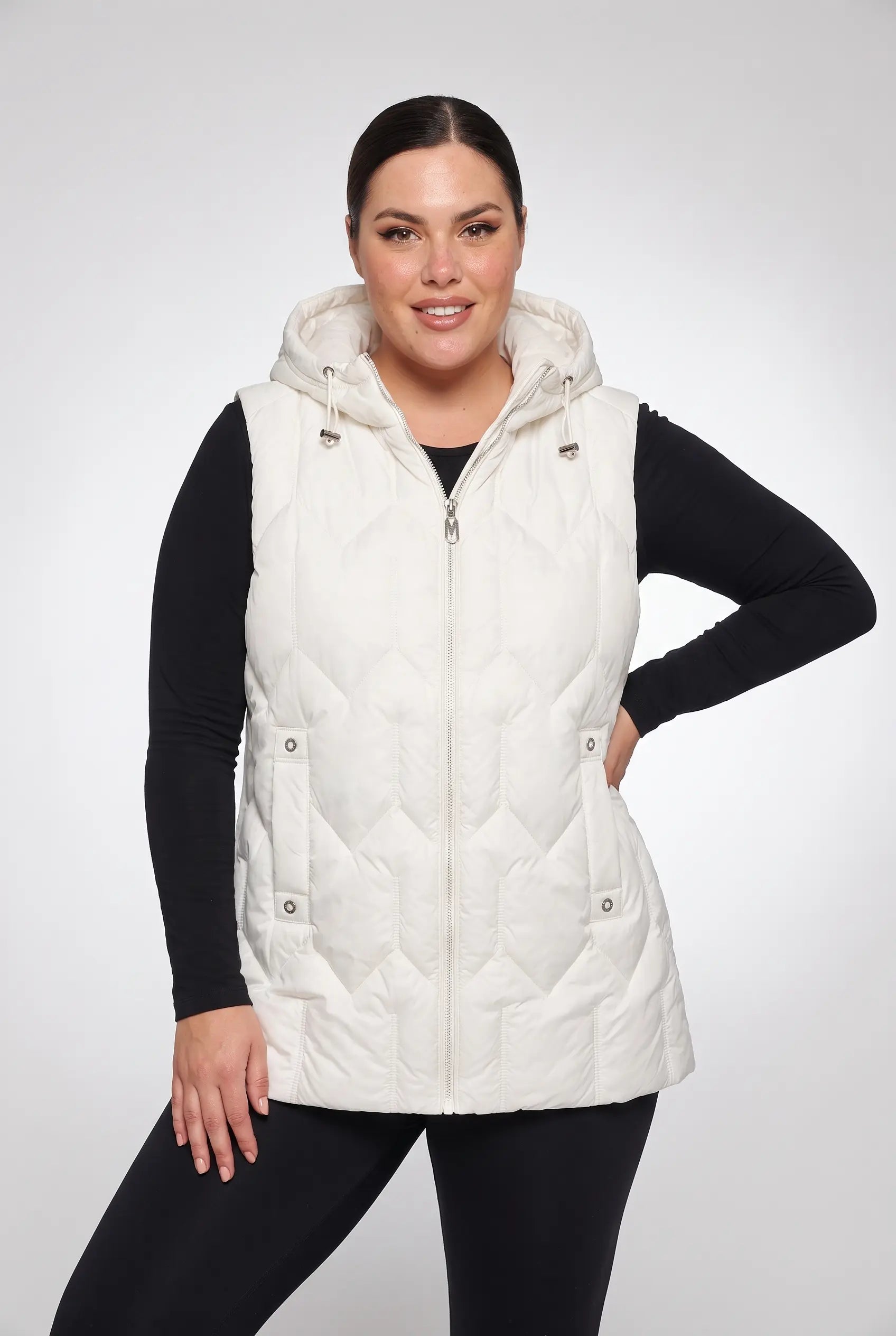 Kamizelka bezrękawnik pikowany z kapturem plus size 3XL-7XL