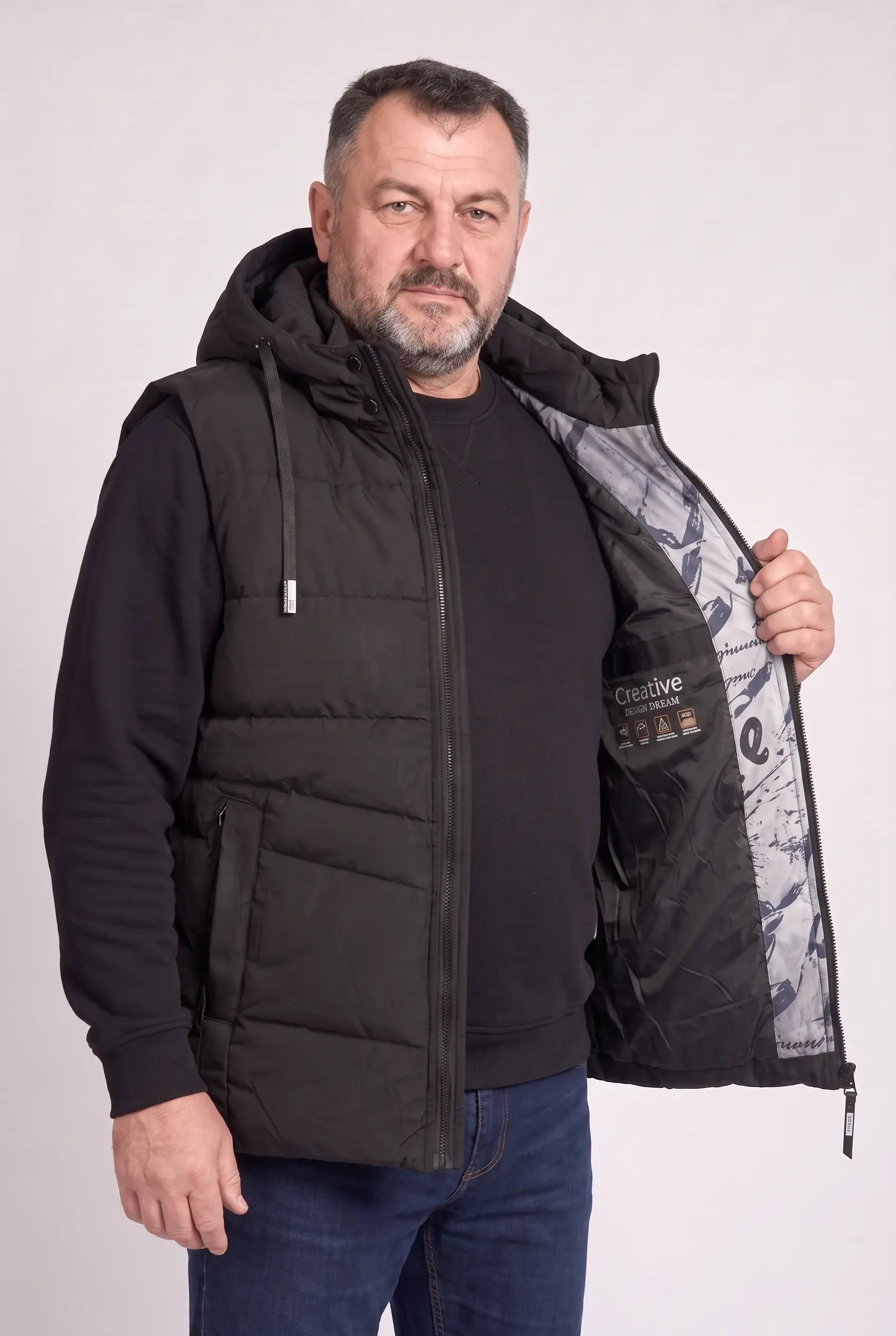 Kamizelka męska bezrękawnik pikowana z kapturem 2XL 3XL 4XL 5XL 6XL zimowa (Kopia) (Kopia)