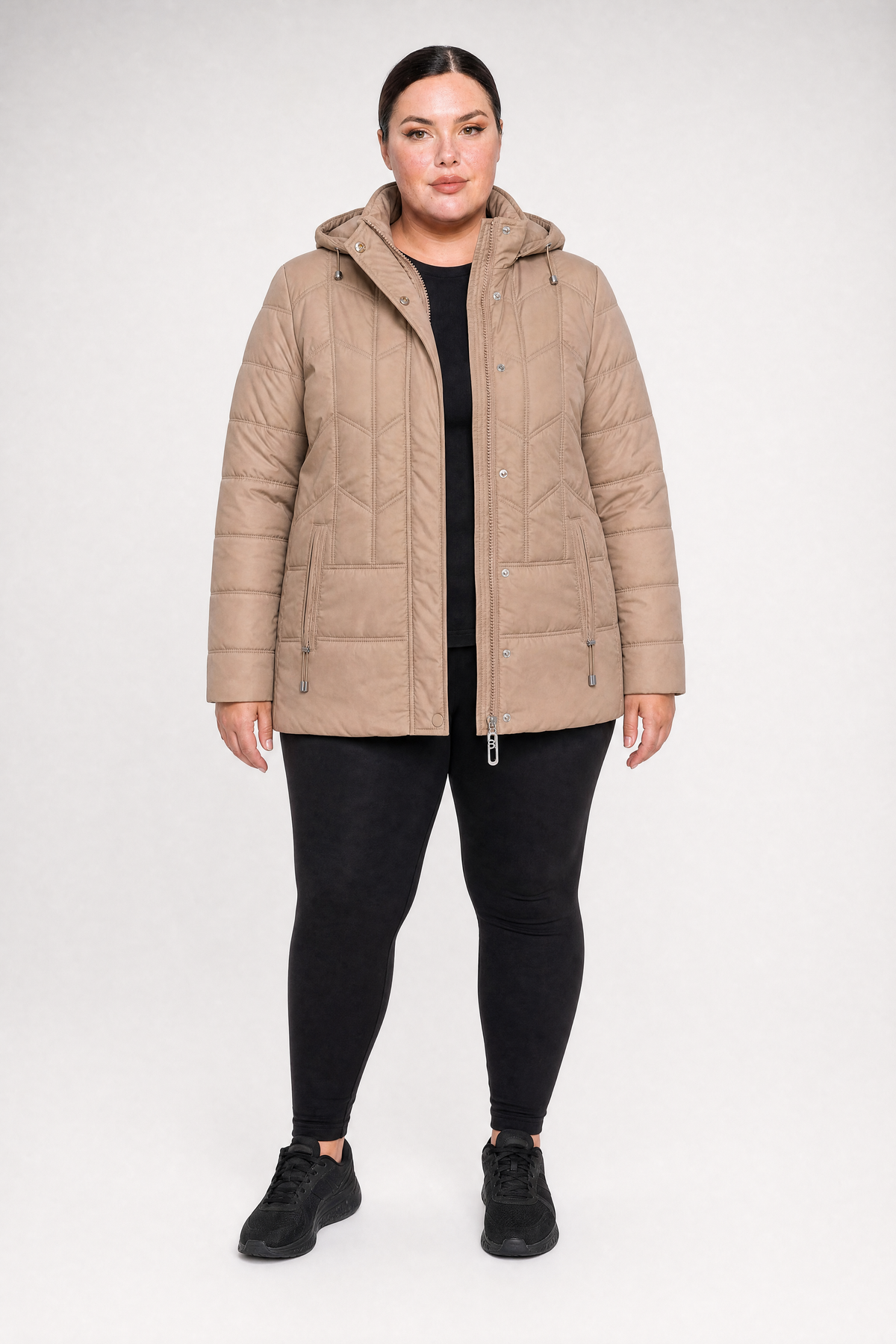 Kurtka damska pikowana odpinany kaptur plus size 3XL-7XL