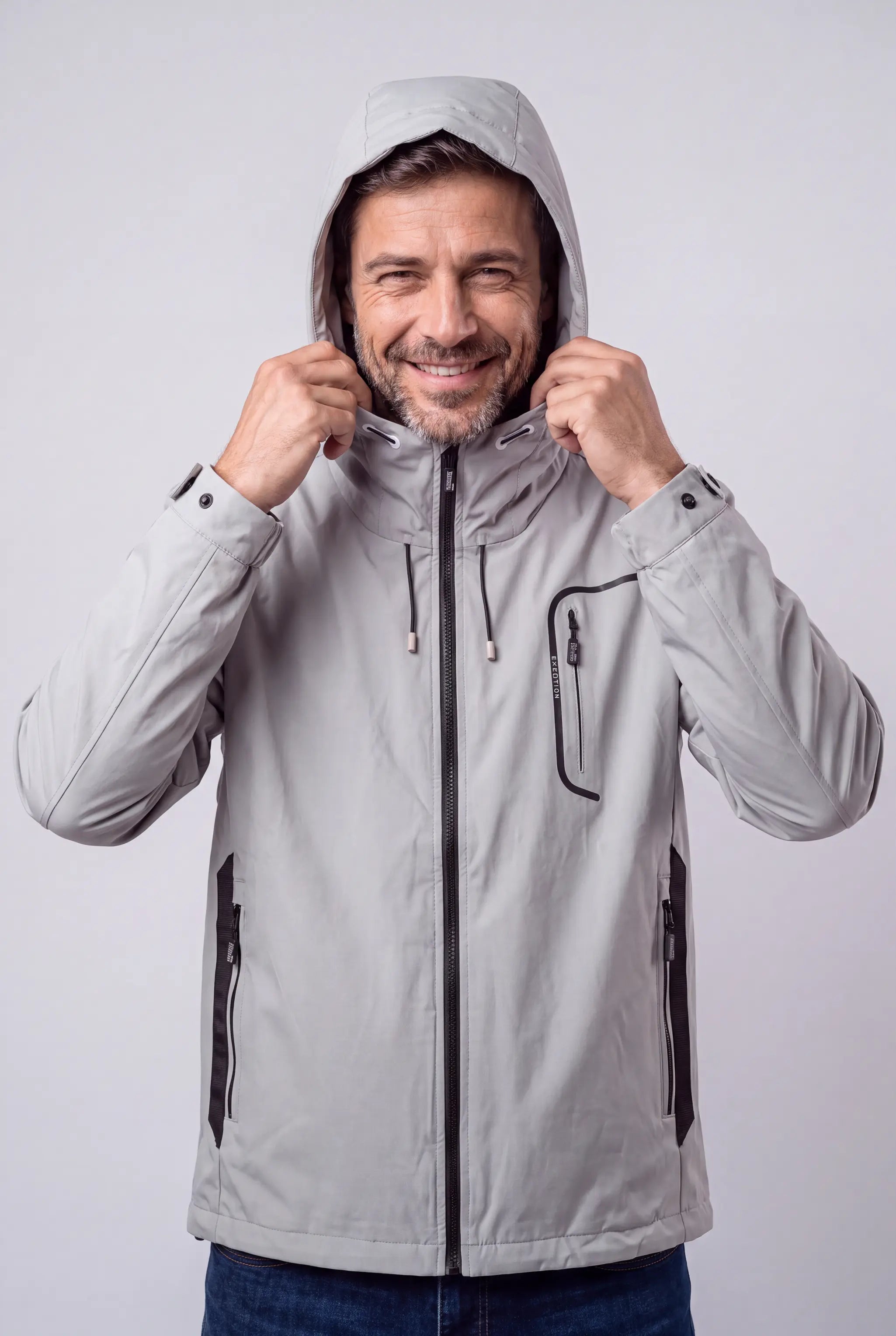 Kurtka męska przejściowa z kapturem wiatroszczelna miejska sportowa M-3XL