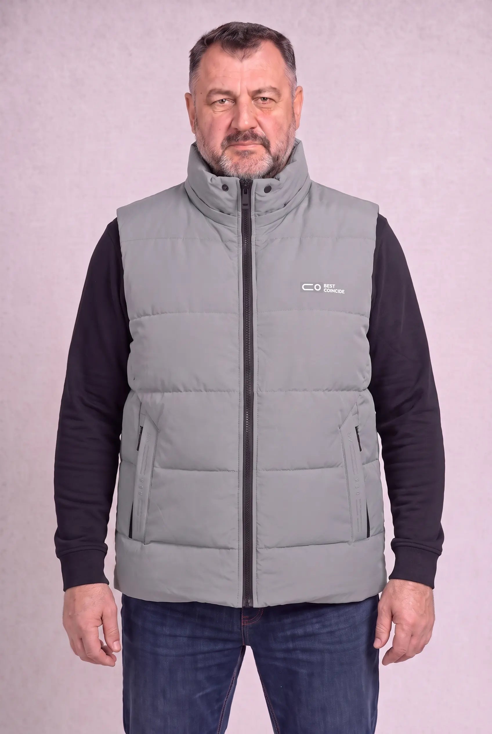 Kamizelka Męska Zimowa Pikowana Bezrękawnik Odpinany Kaptur 2XL-6XL