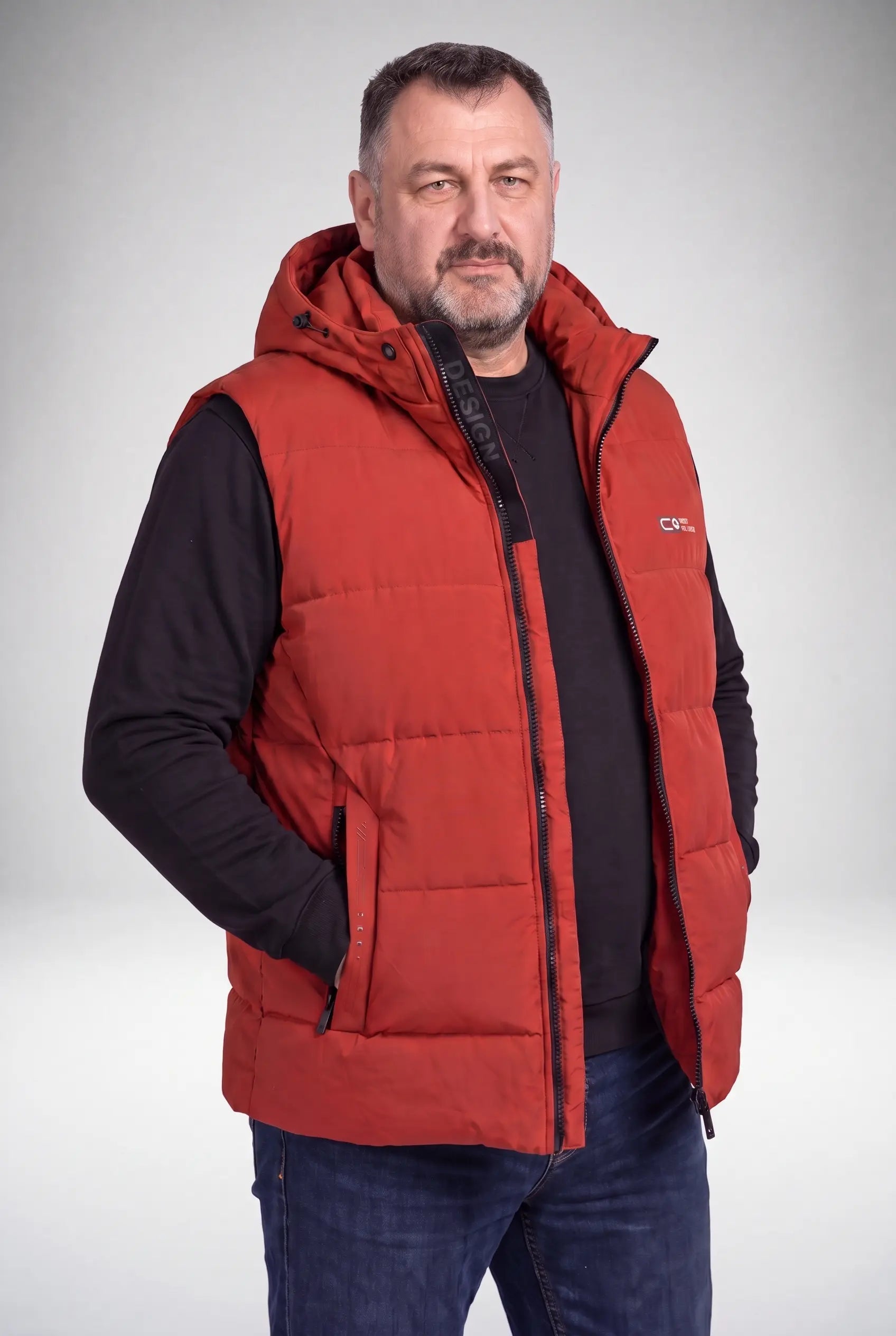 Kamizelka Męska Zimowa Pikowana Bezrękawnik Odpinany Kaptur 2XL-6XL