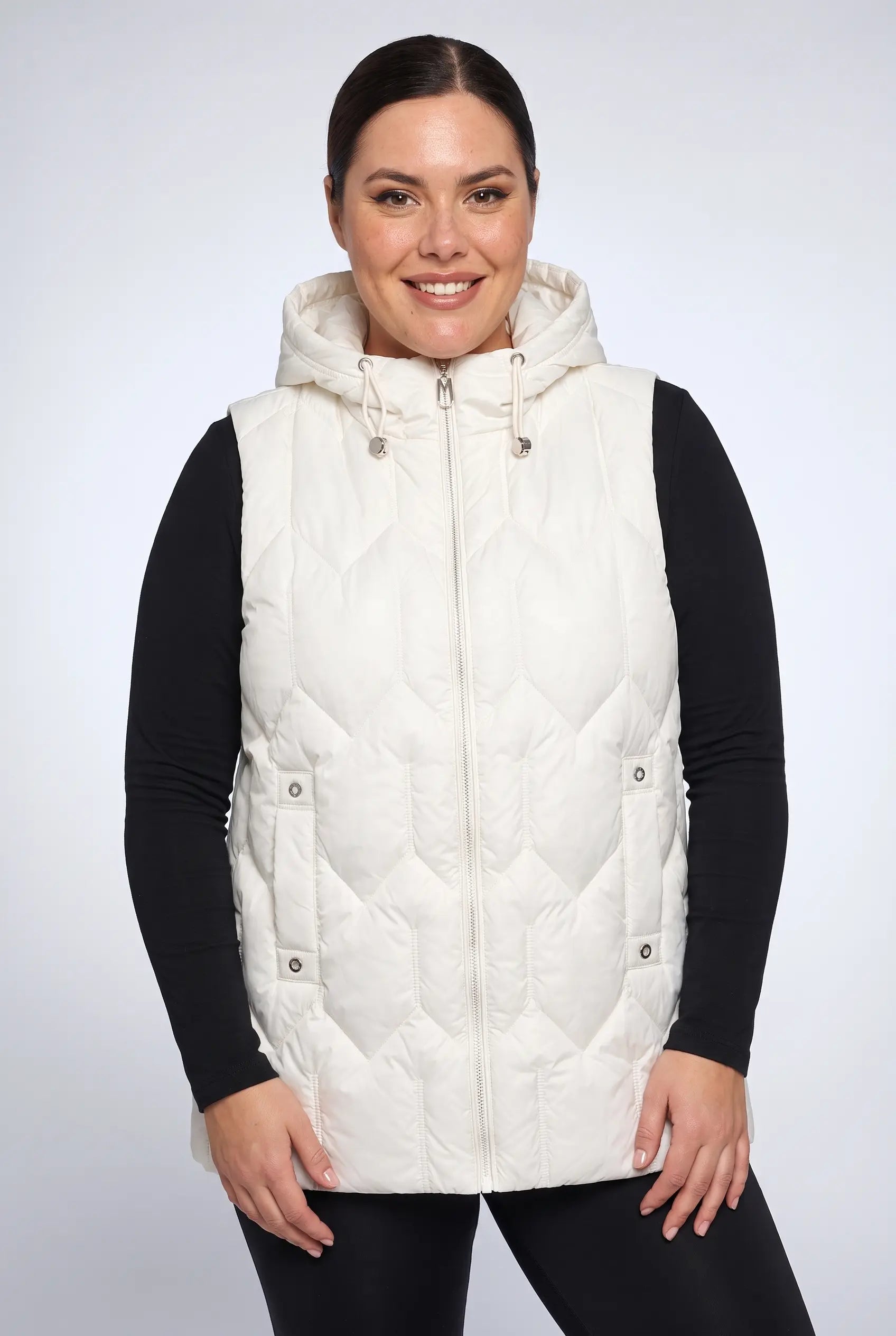 Kamizelka bezrękawnik pikowany z kapturem plus size 3XL-7XL