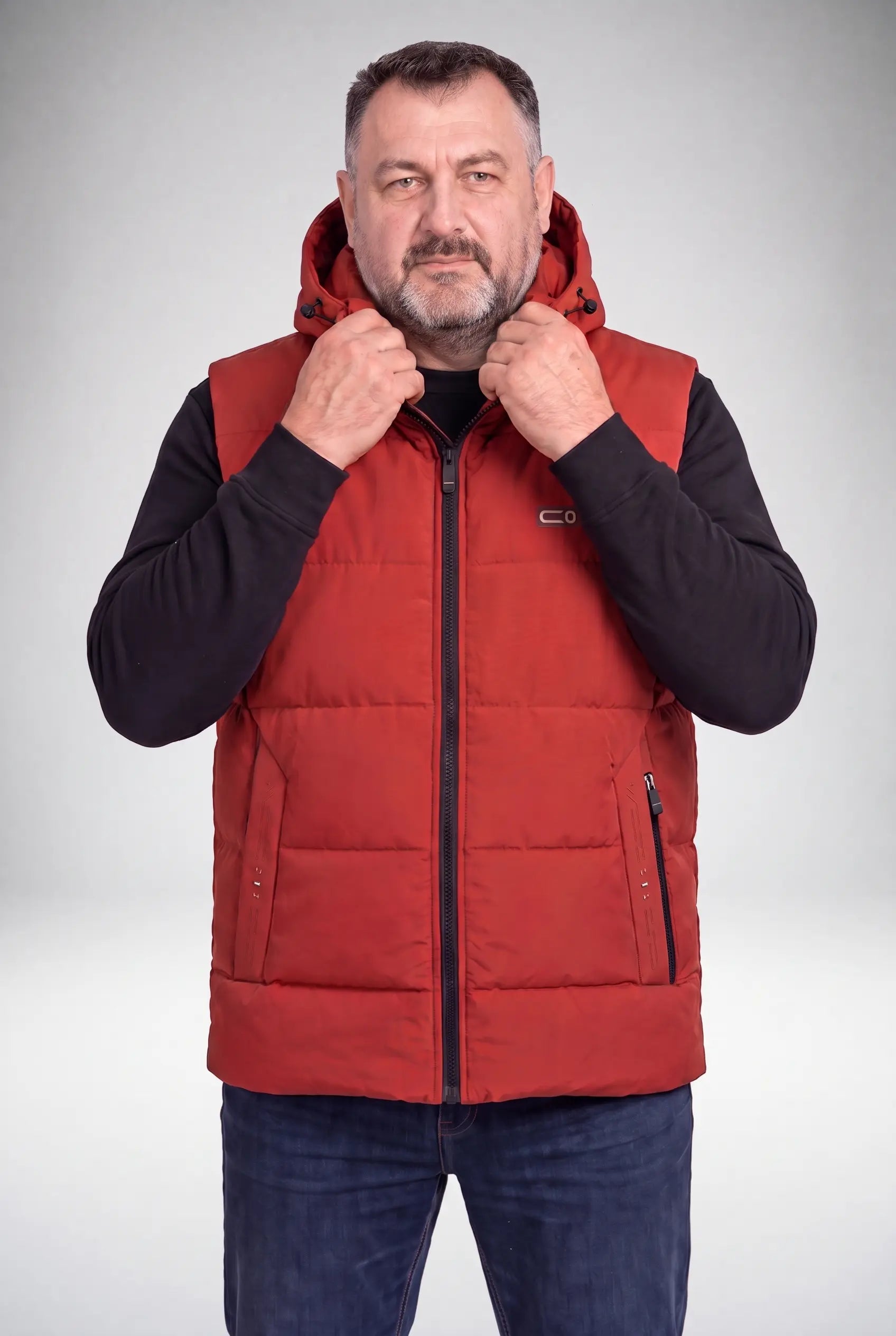 Kamizelka Męska Zimowa Pikowana Bezrękawnik Odpinany Kaptur 2XL-6XL